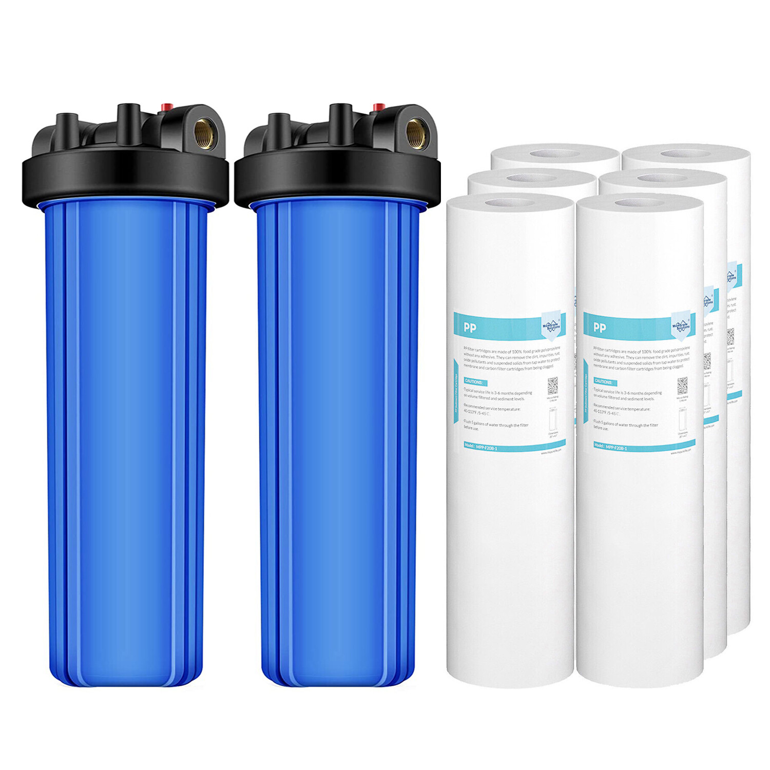 2Pack 20 Inch Big Blue Whole House Water Filter Housing 6PCS 20″ x 4.5″ Sediment