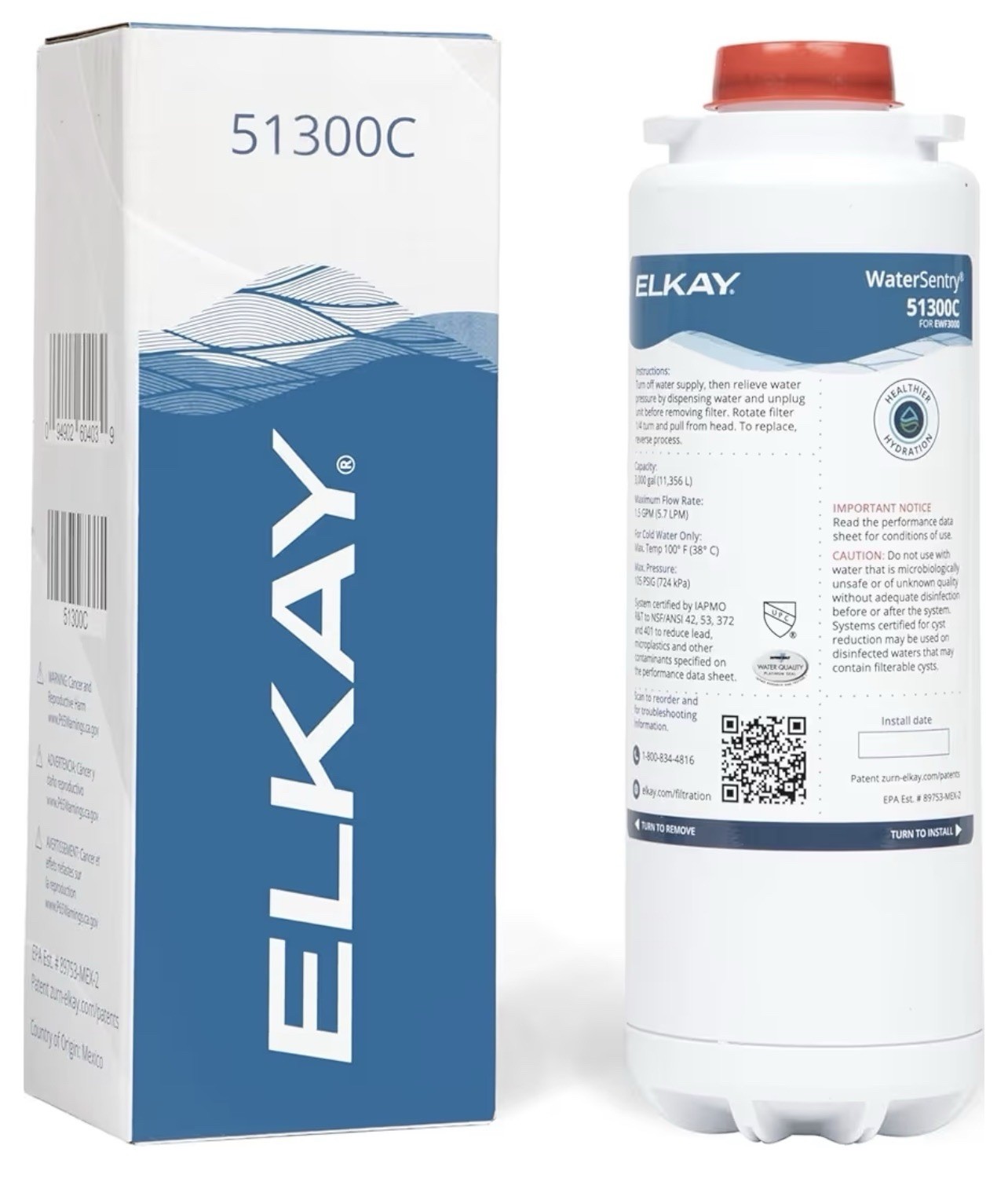 Elkay WaterSentry 51300C Water Filter Cartridge 3000 Gal