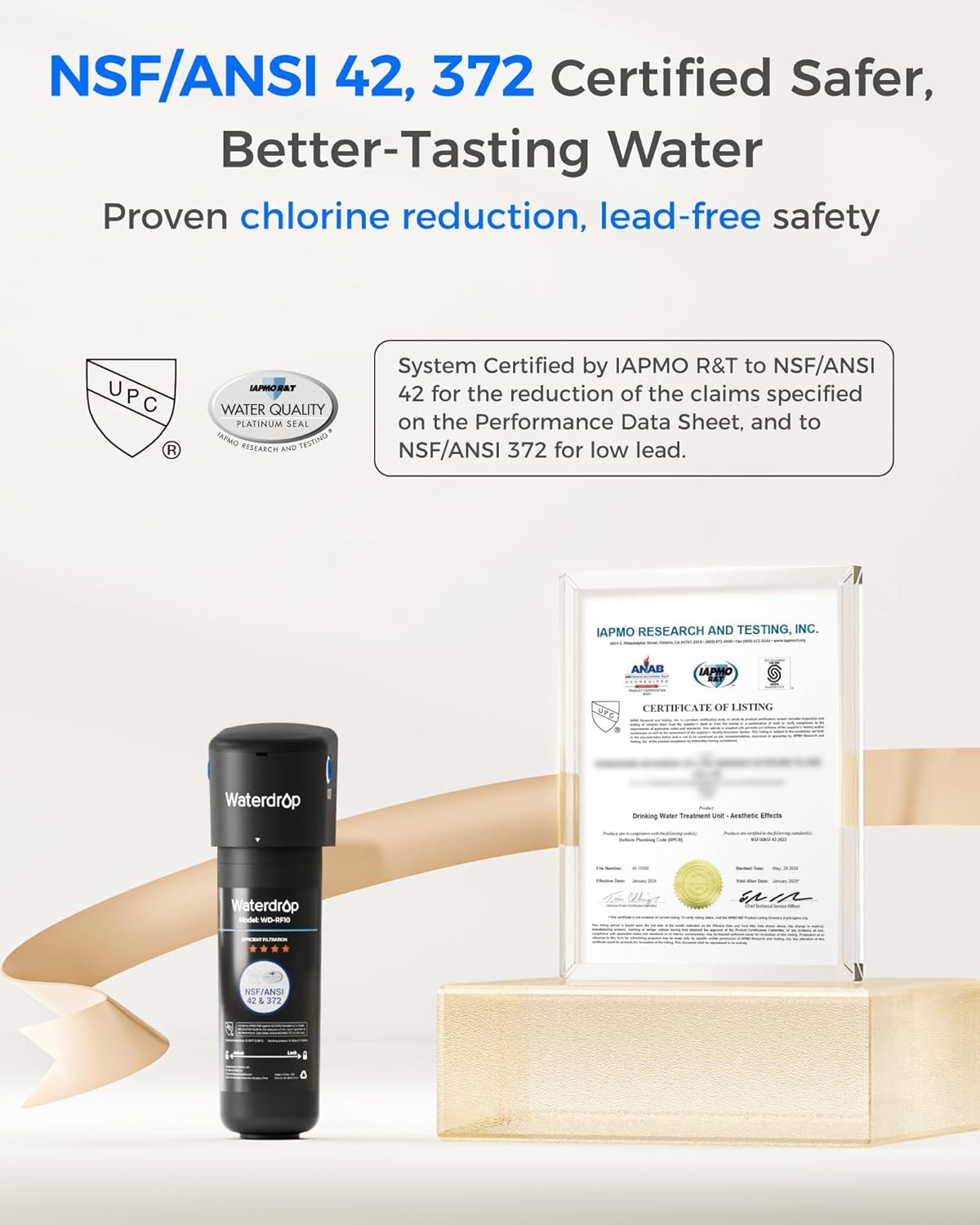 Waterdrop 10UB Under Sink Water Filter System with Dedicated Faucet, 8K Gal