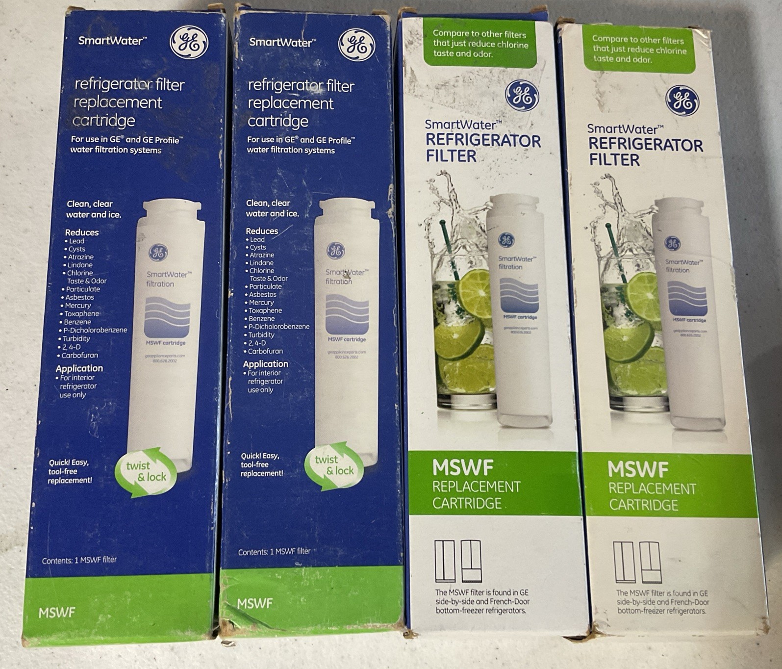 4 New Genuine GE MSWF Refrigerator Water Filter Cartridge SmartWater