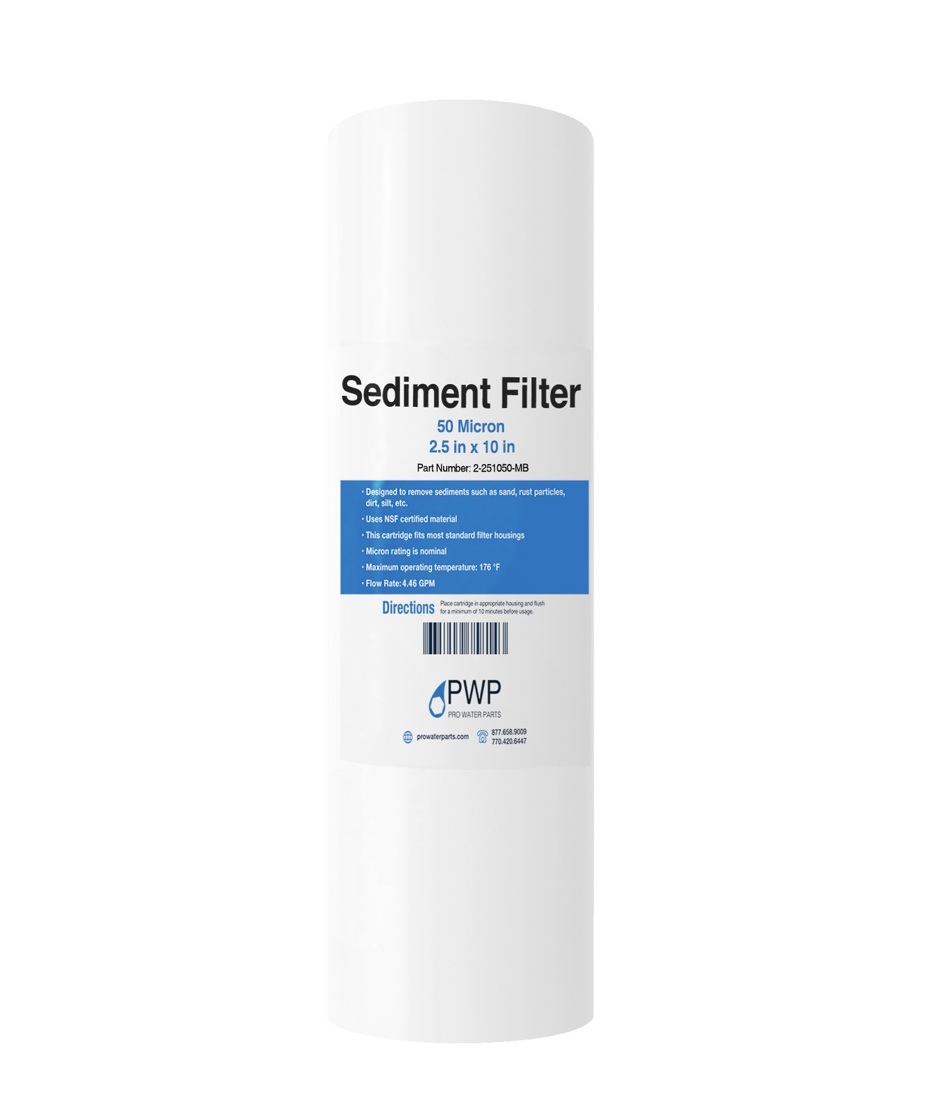 Sediment Melt Blown Water Filters 10×2.5″ Standard 50 Micron 25 Pack