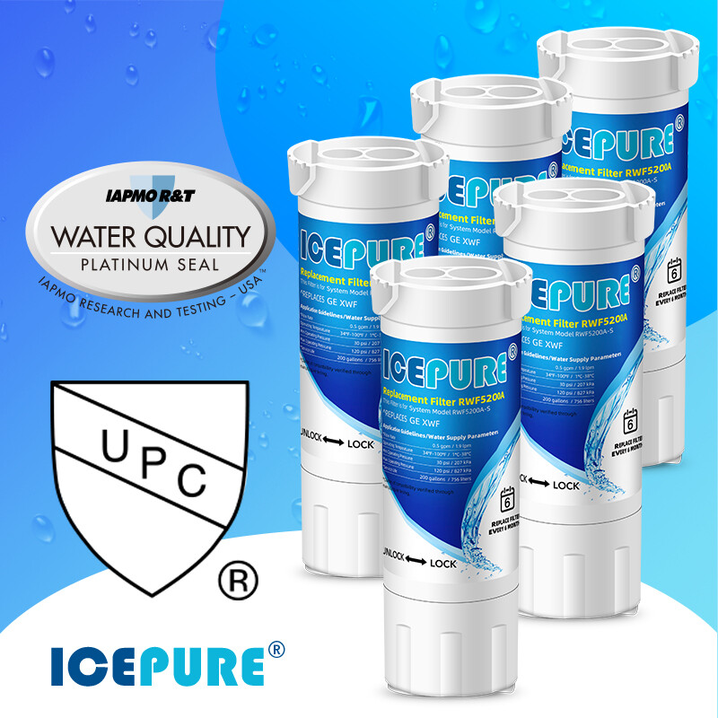 ICEPURE Fit For GE XWF WR17X30702 GWE19JSLSS GDE25 GFE24 Water Filter 5 Pack