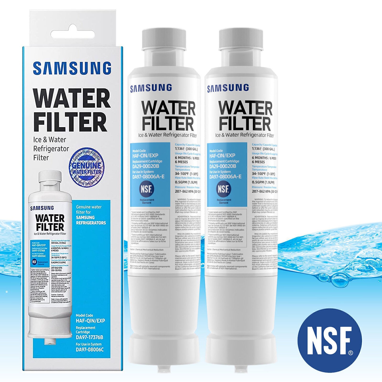 USA 2 PACK Genuine Samsung DA29-00020B HAF-CIN/EXP Refrigerator Water Filter