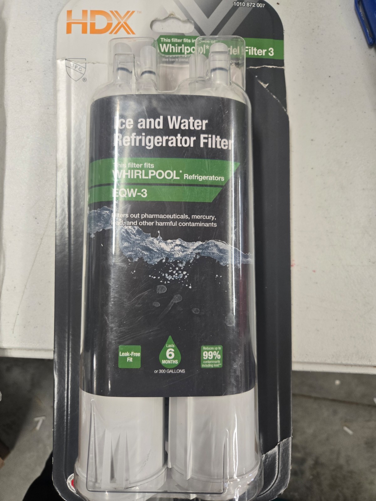 NEW!! 2PK HDX EQW-3 Refrigerator Water Filter Whirlpool Model 3 Replacement 2pk
