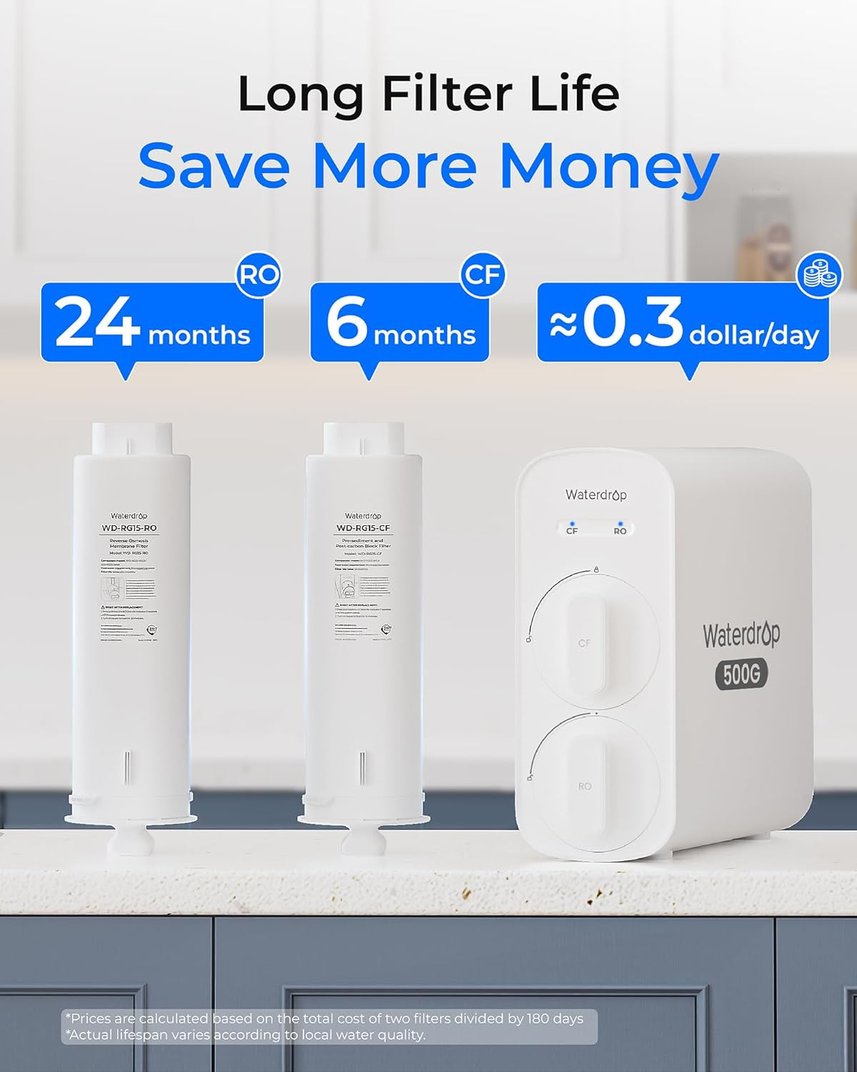 G5P500 Reverse Osmosis Water Filter 7 Stage NSF 500G RO System Reduces TDS PFAS