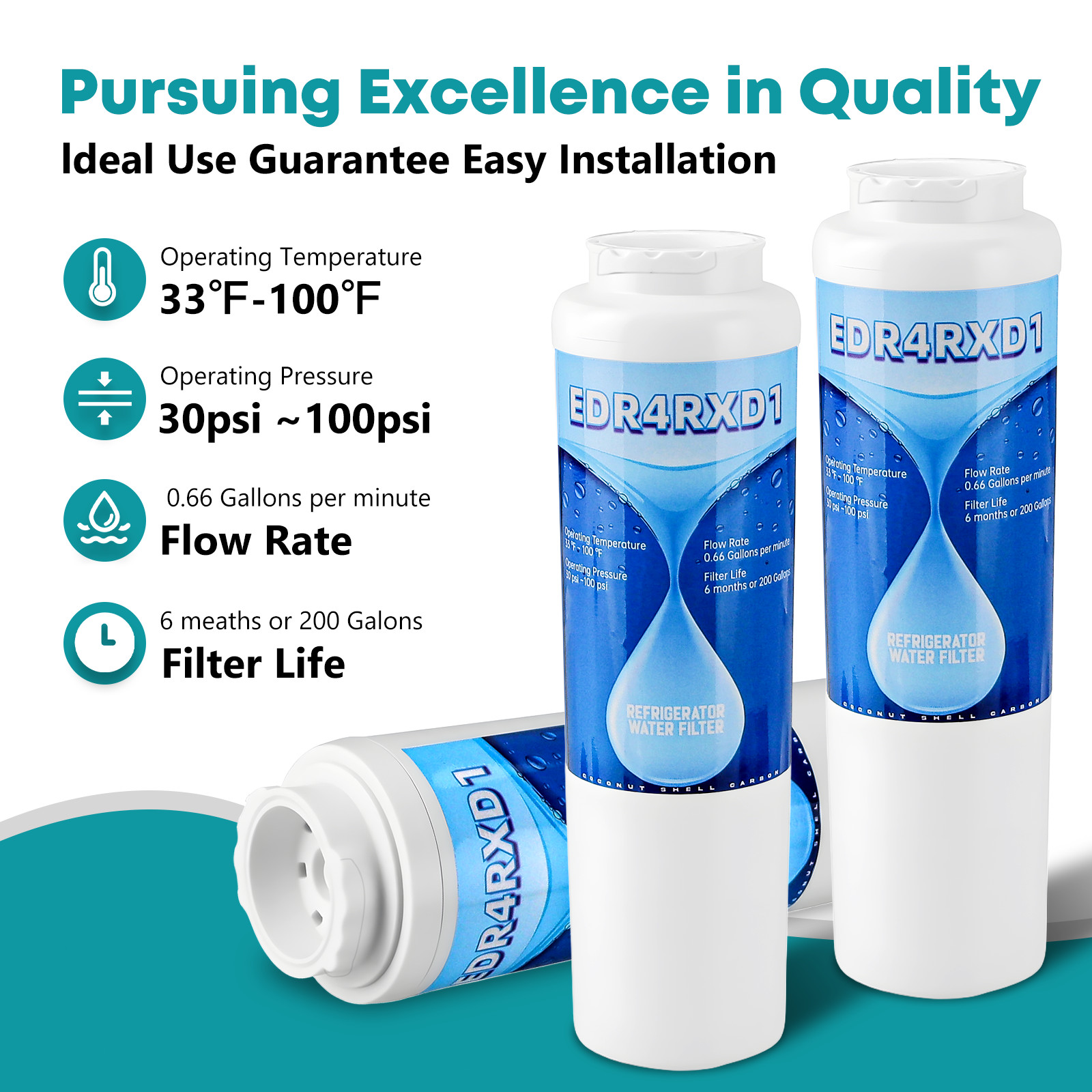 6 Pack Refrigerator Water Filter Fits Maytag UKF8001 UKF9001 4396395