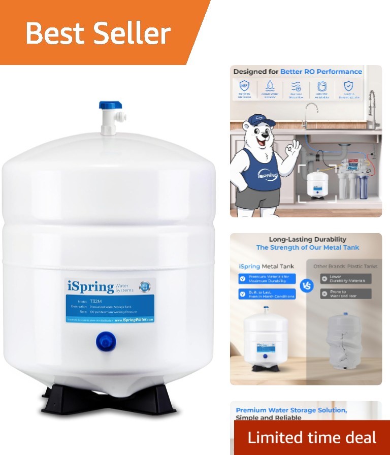 4-Gallon Pressurized Water Storage Tank for RO Systems with NSF Certification