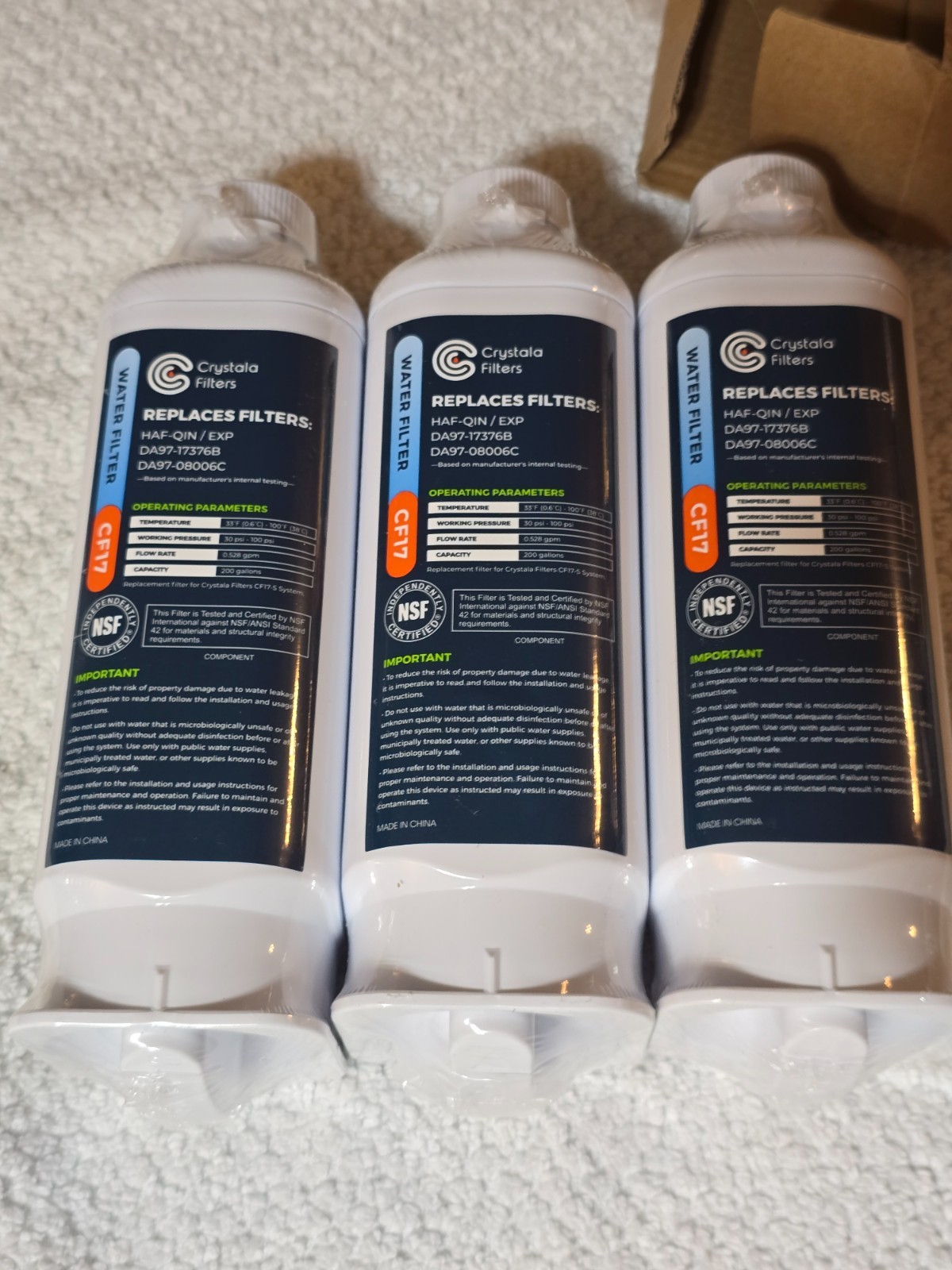 3 Pack Replacement Water Filter for Samsung HAF-QIN HAF-QIN/EXP DA97-17376B