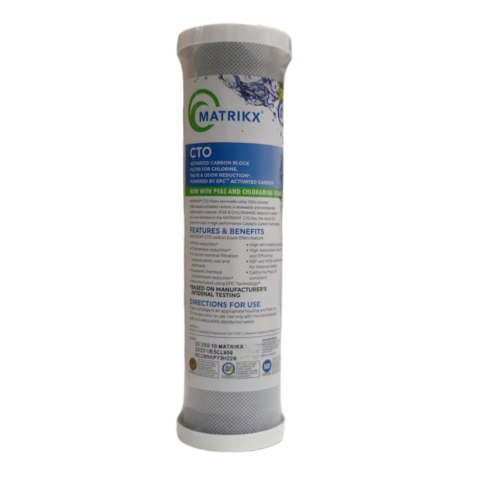 Matrikx 32-250-10-MATRIKX (20 PACK) CTO 5-Micron 2.5″ X 10″ Chlorine/Taste/Odor