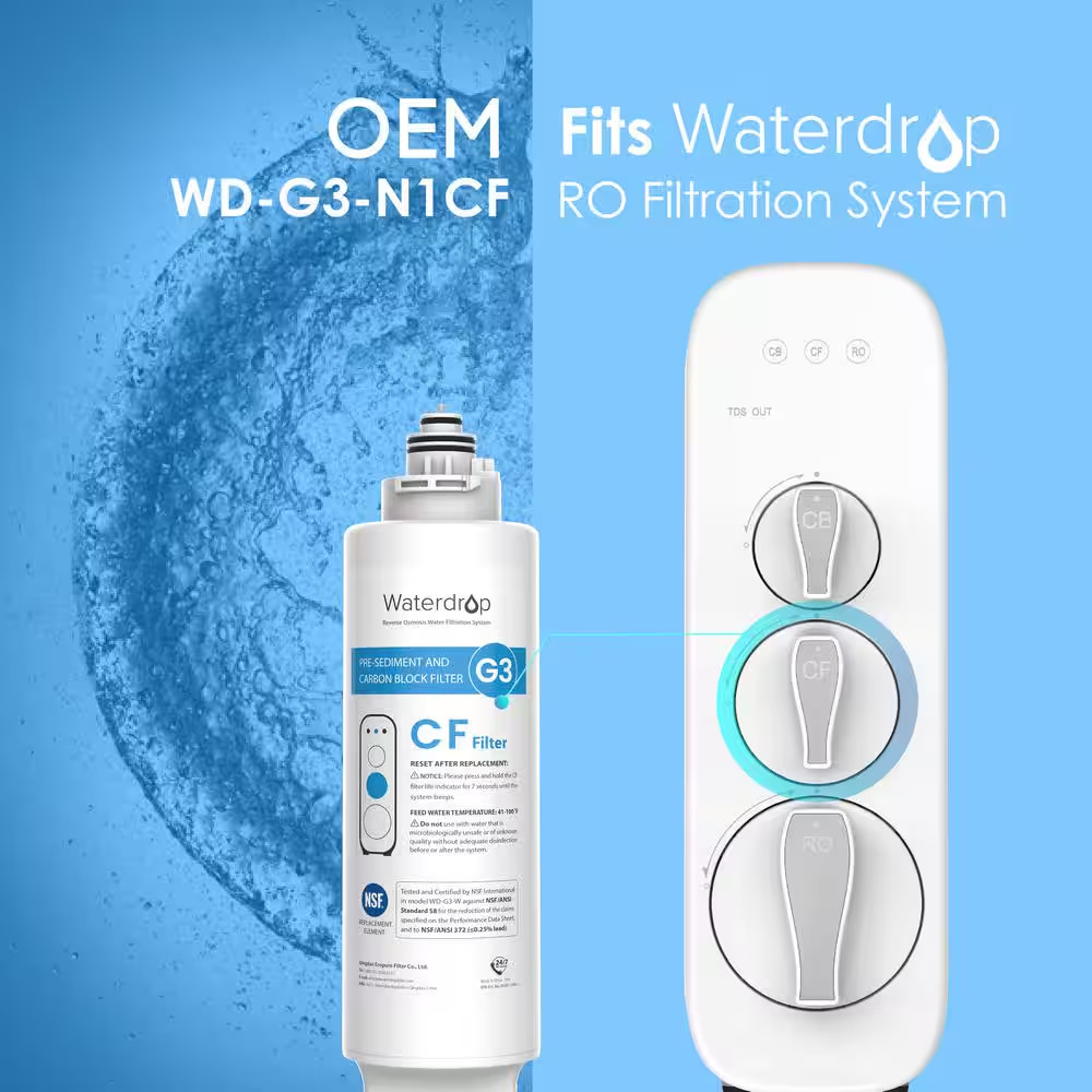 Waterdrop WD-G3-N1CF Filter, Replacement for WD-G3-W, WD-G3p600 & WD-G3P800-W Re