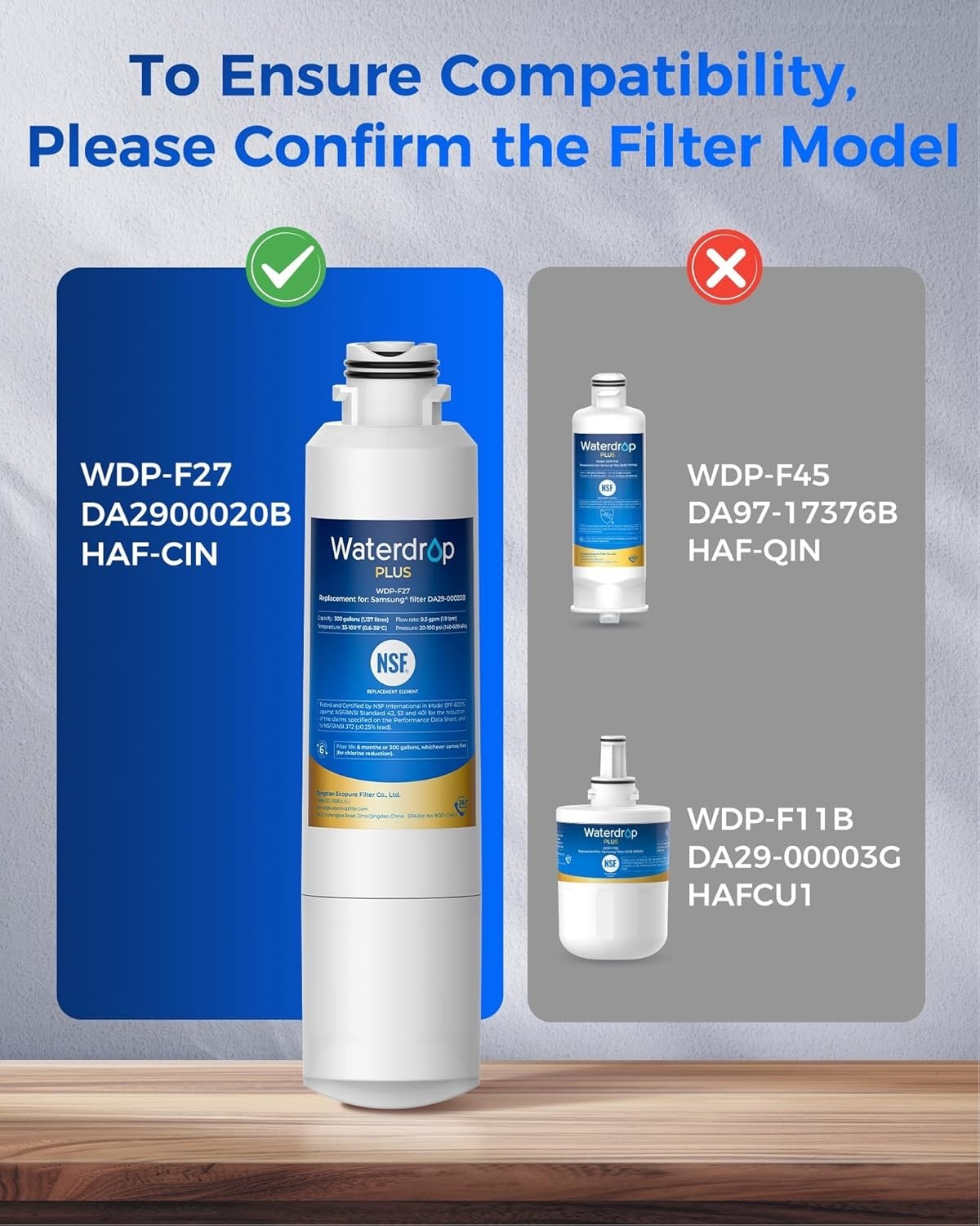 3 Pack Refrigerator Water Filter Compatible with Multiple Samsung Models