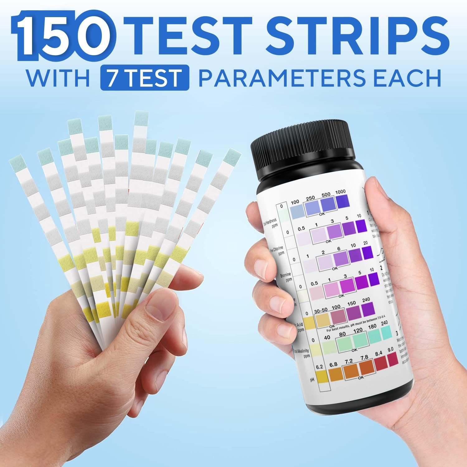 7-in-1 Accurate Pool Test Strips – 150 Hot Tub Spa – Quick Pool…
