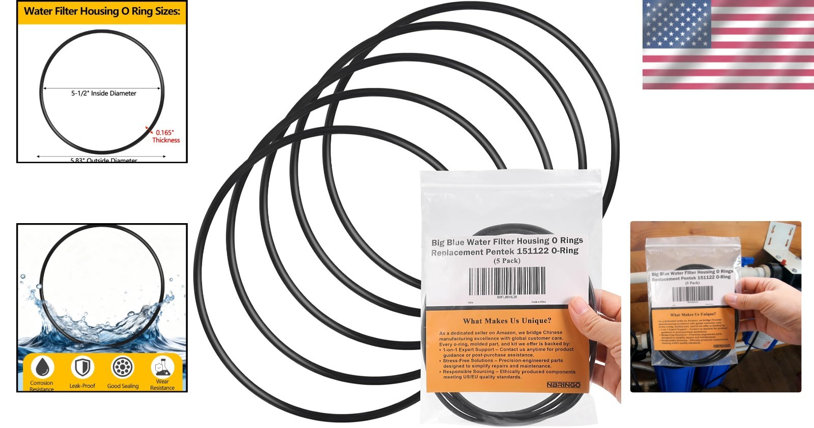 Reliable 5-Pack Water Filter Housing O-Rings – Compatible with Multiple Brands