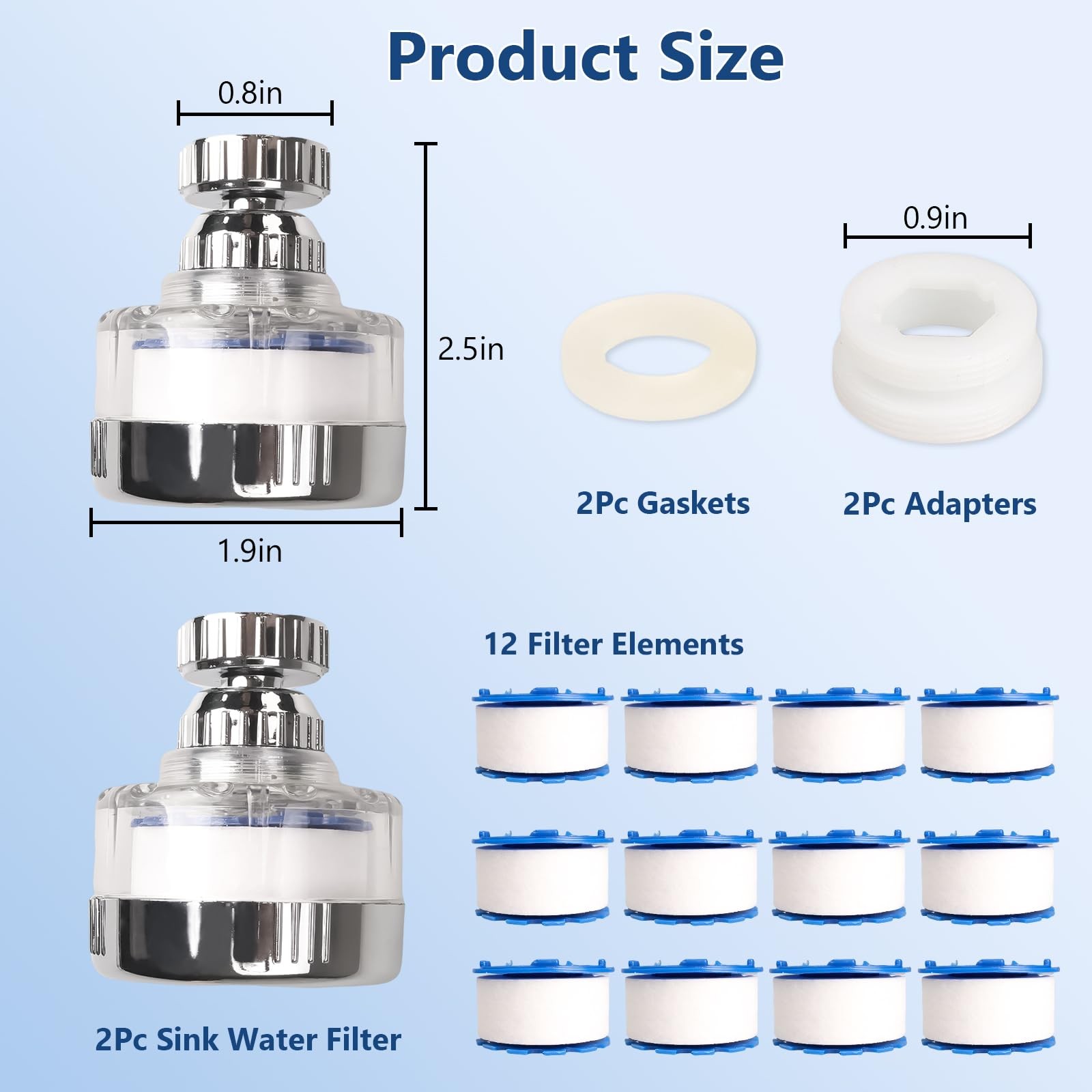 14 Pcs Sink Water Filter with Filter Elements Set, Universal Sink Faucet Filt…