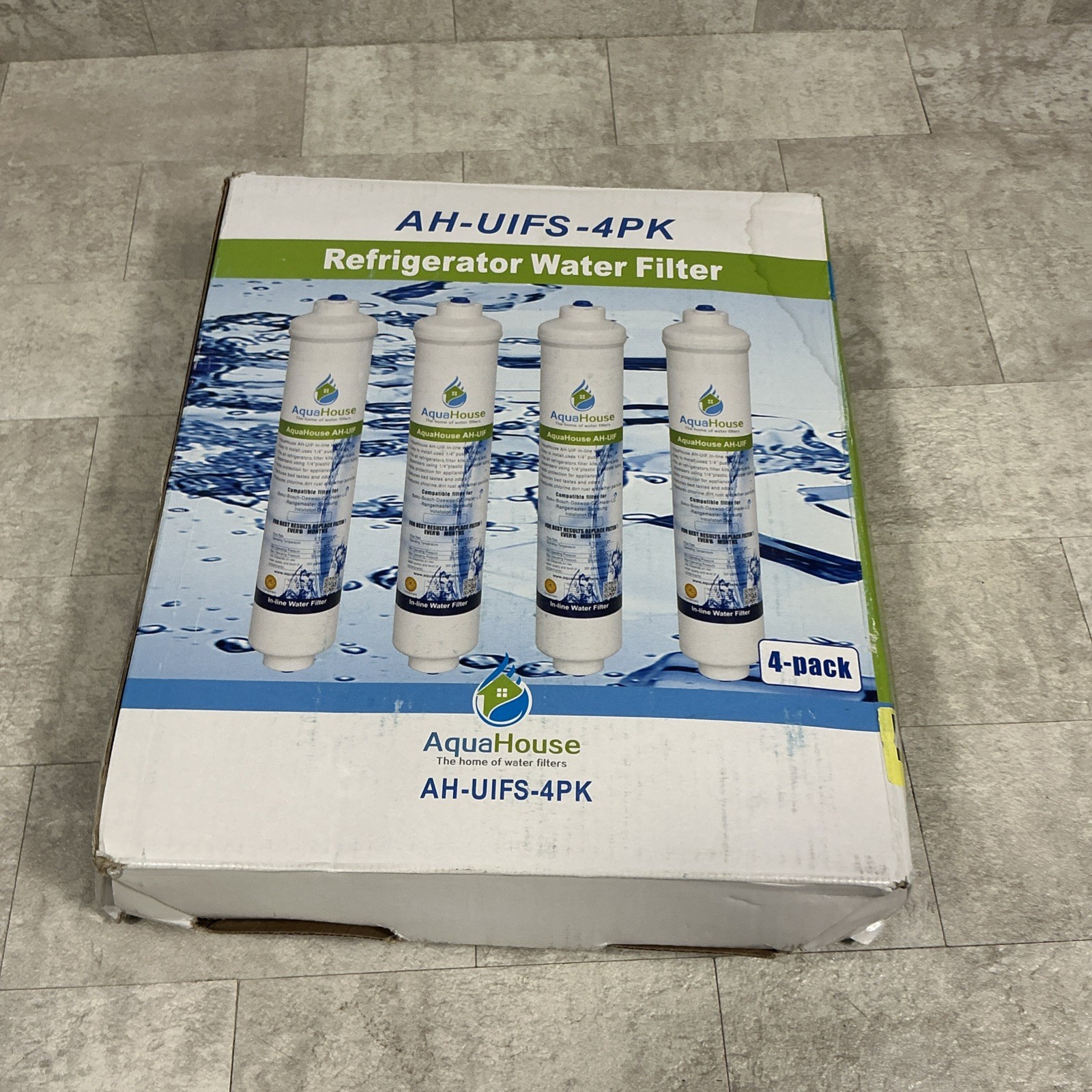 Aqua House Refrigerator Water Filter AH-UIFS-4PK New In Plastic