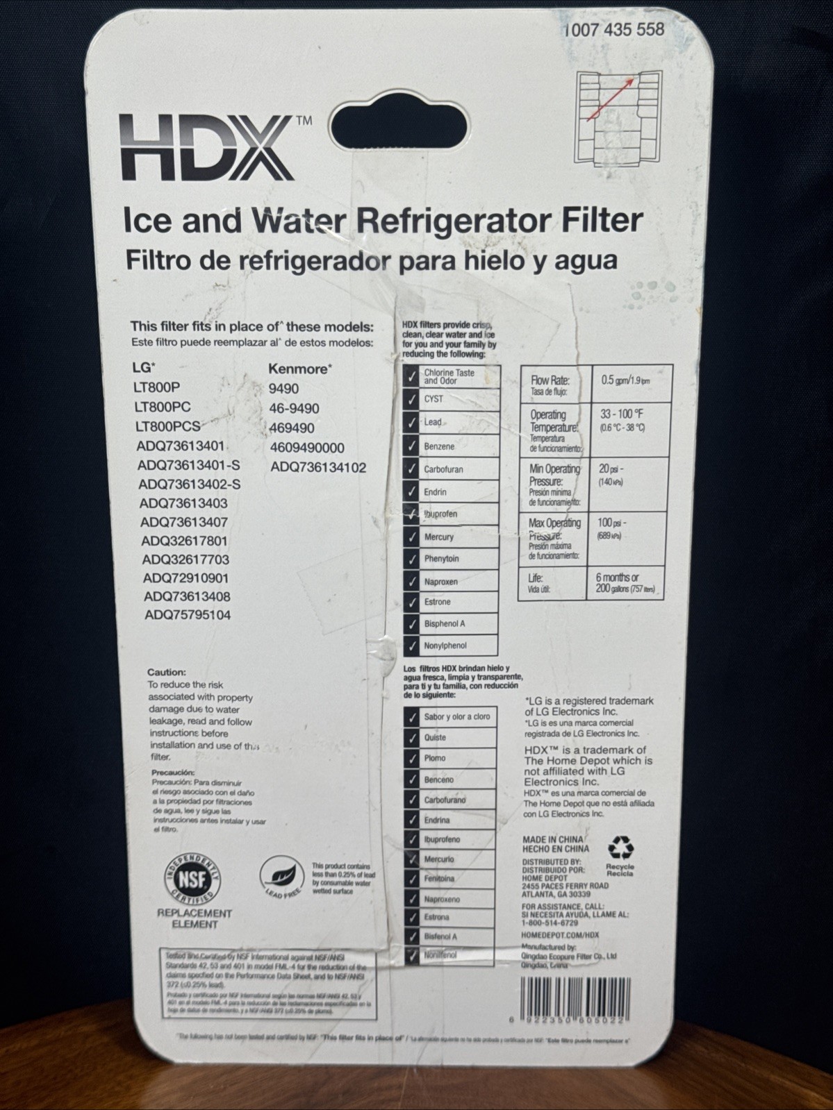 (2-Pk) HDX Refrigerator Water Filter Replacement For LG LT800P FML-4