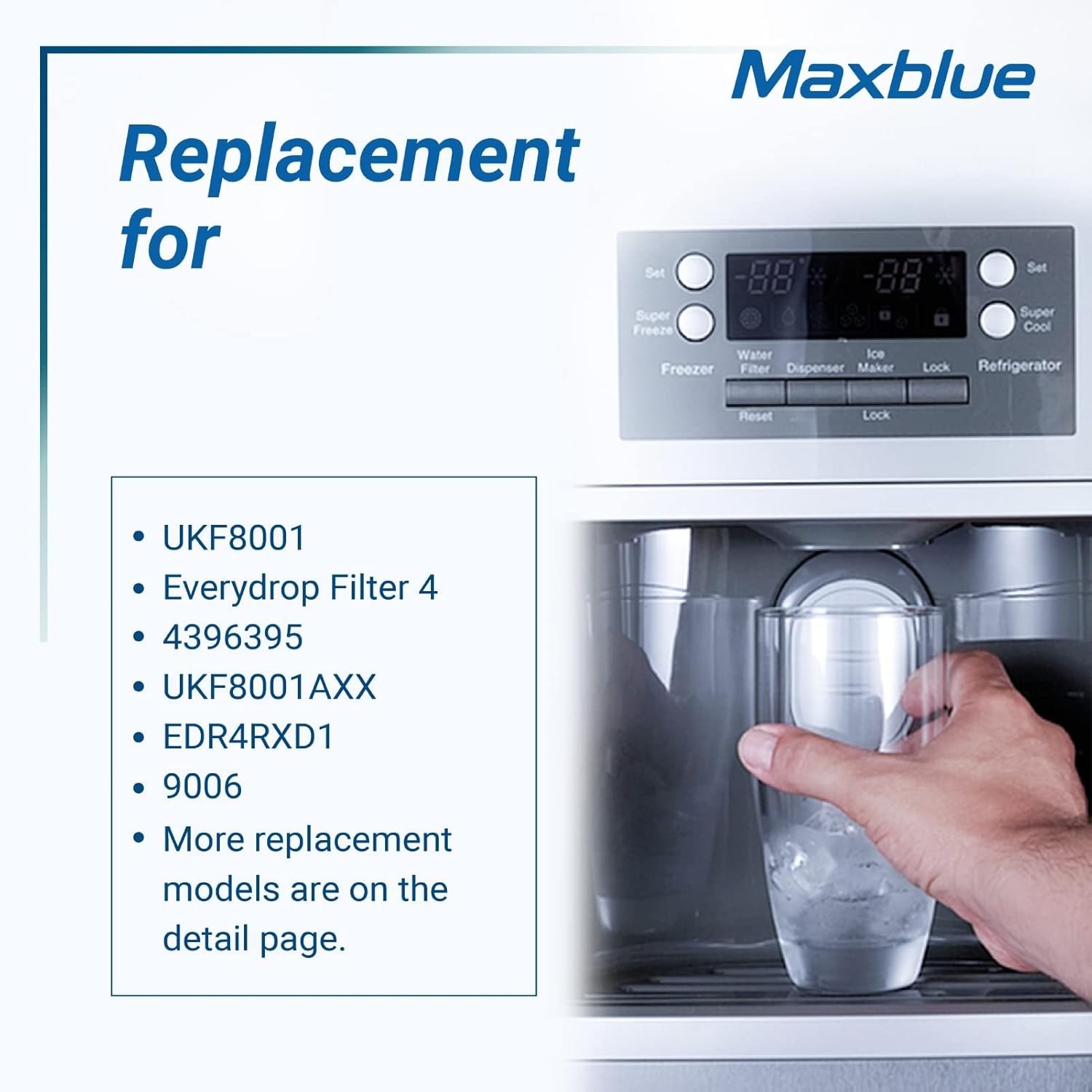 Maxblue UKF8001 Refrigerator Water Filter, Replacement for Maytag® UKF8001, (3)