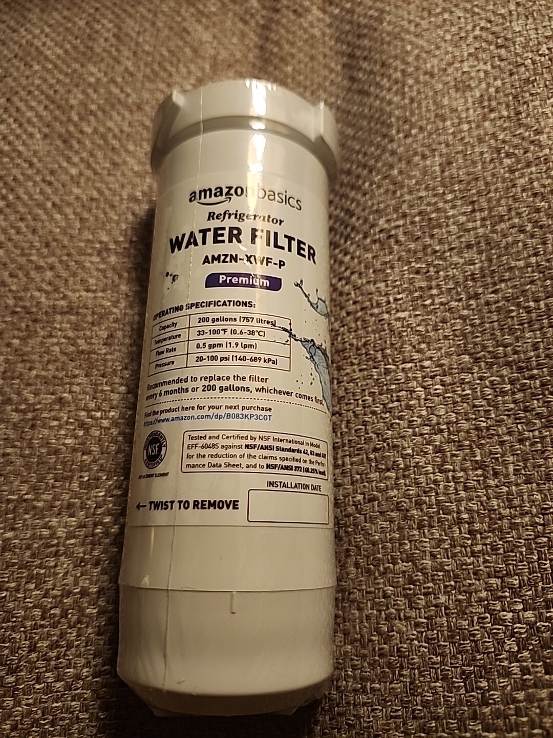 Amazon Basics Refrigerator Water Filter AMZN-MSWF-P Premium Sealed No Box