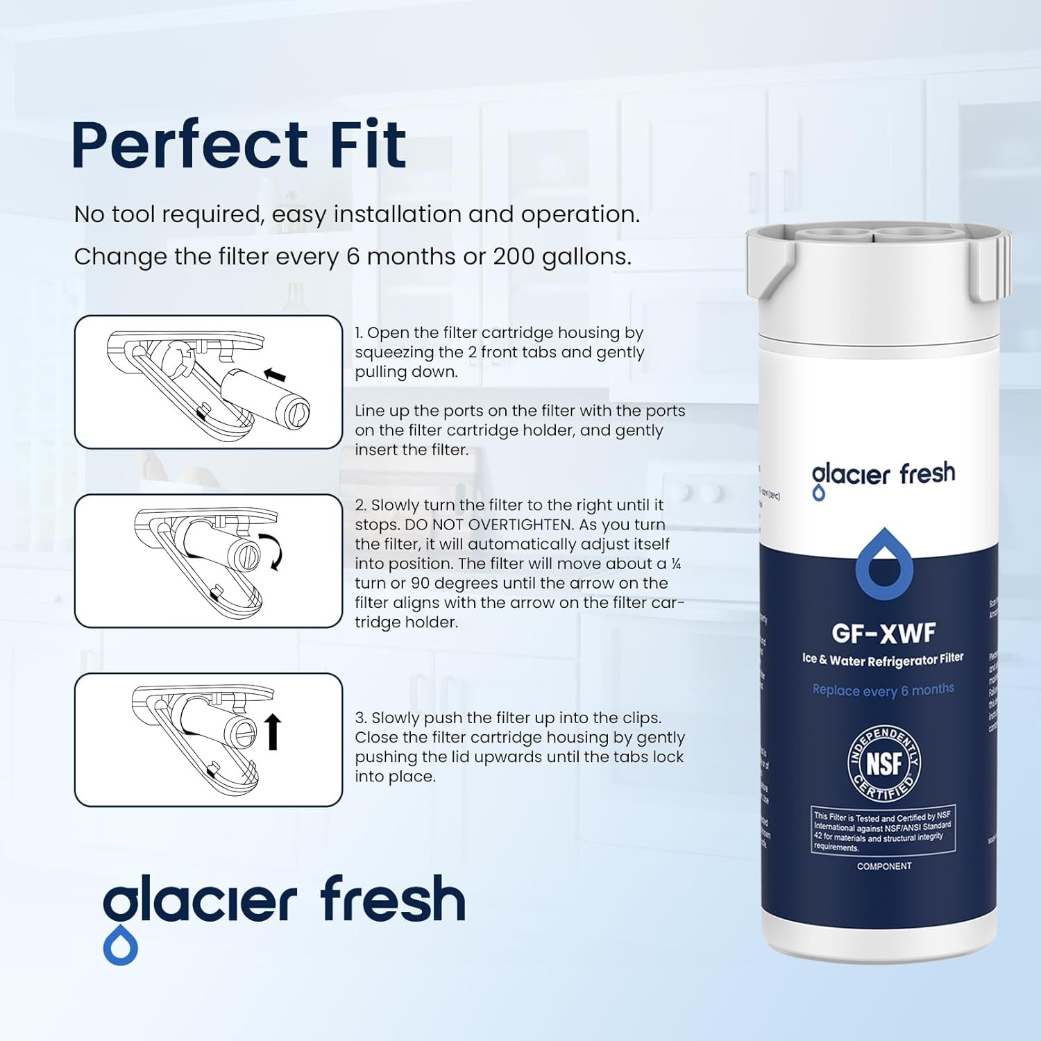 GLACIER FRESH XWF Replacement for GE XWF Refrigerator Water Filter