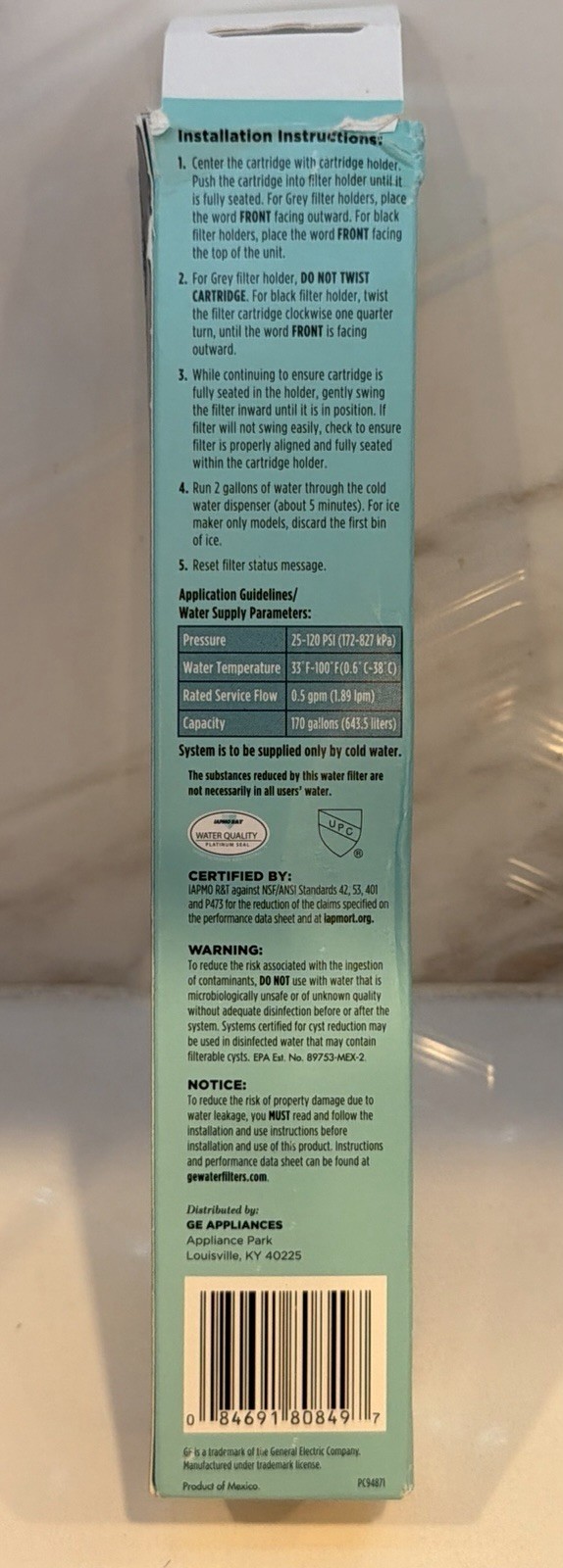 GE RPWFE Refrigerator Water Filter, Genuine Replacement Filter… NEW OPEN BOX