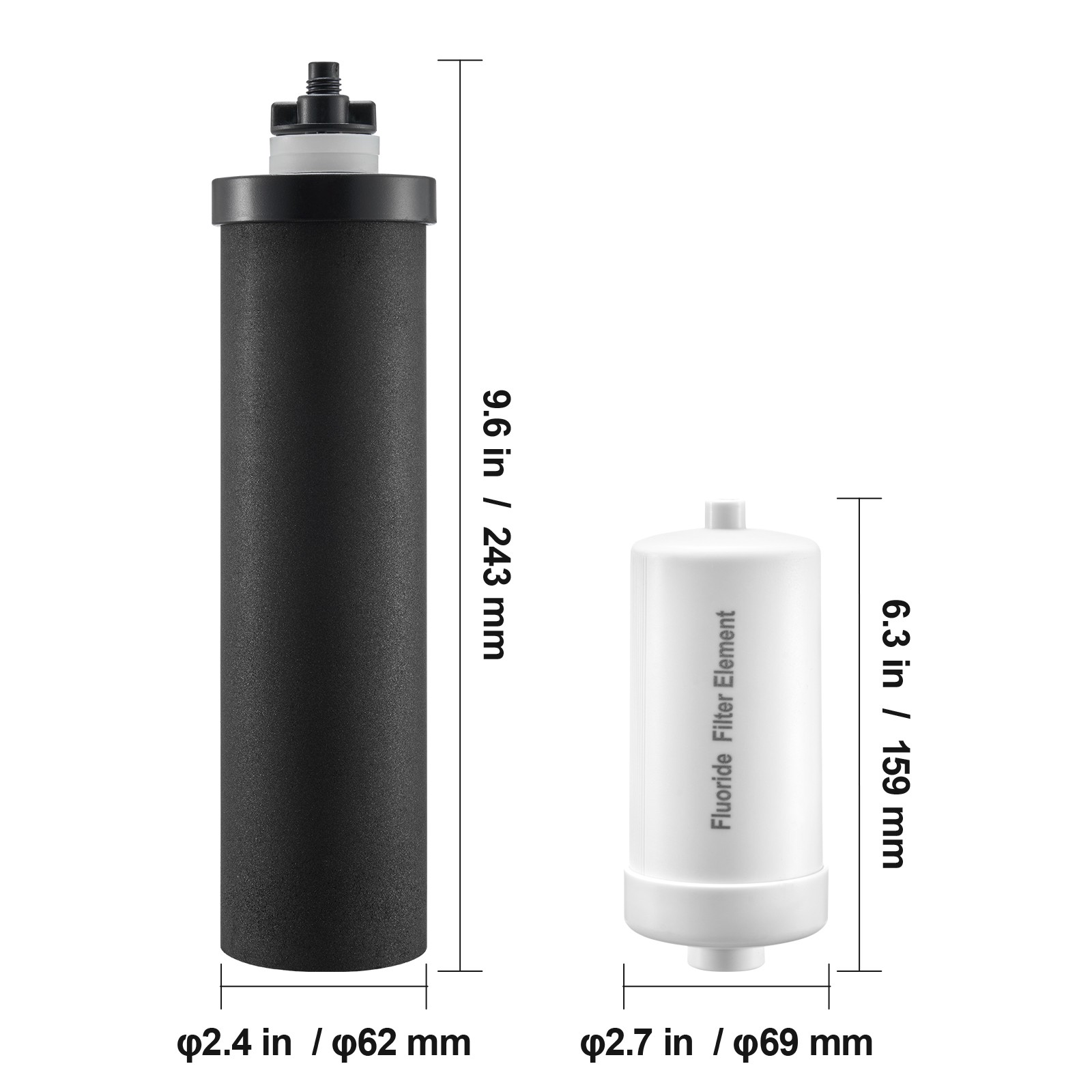 2.25G Gravity-fed Water Filter Countertop System Stainless Steel 4 Filters