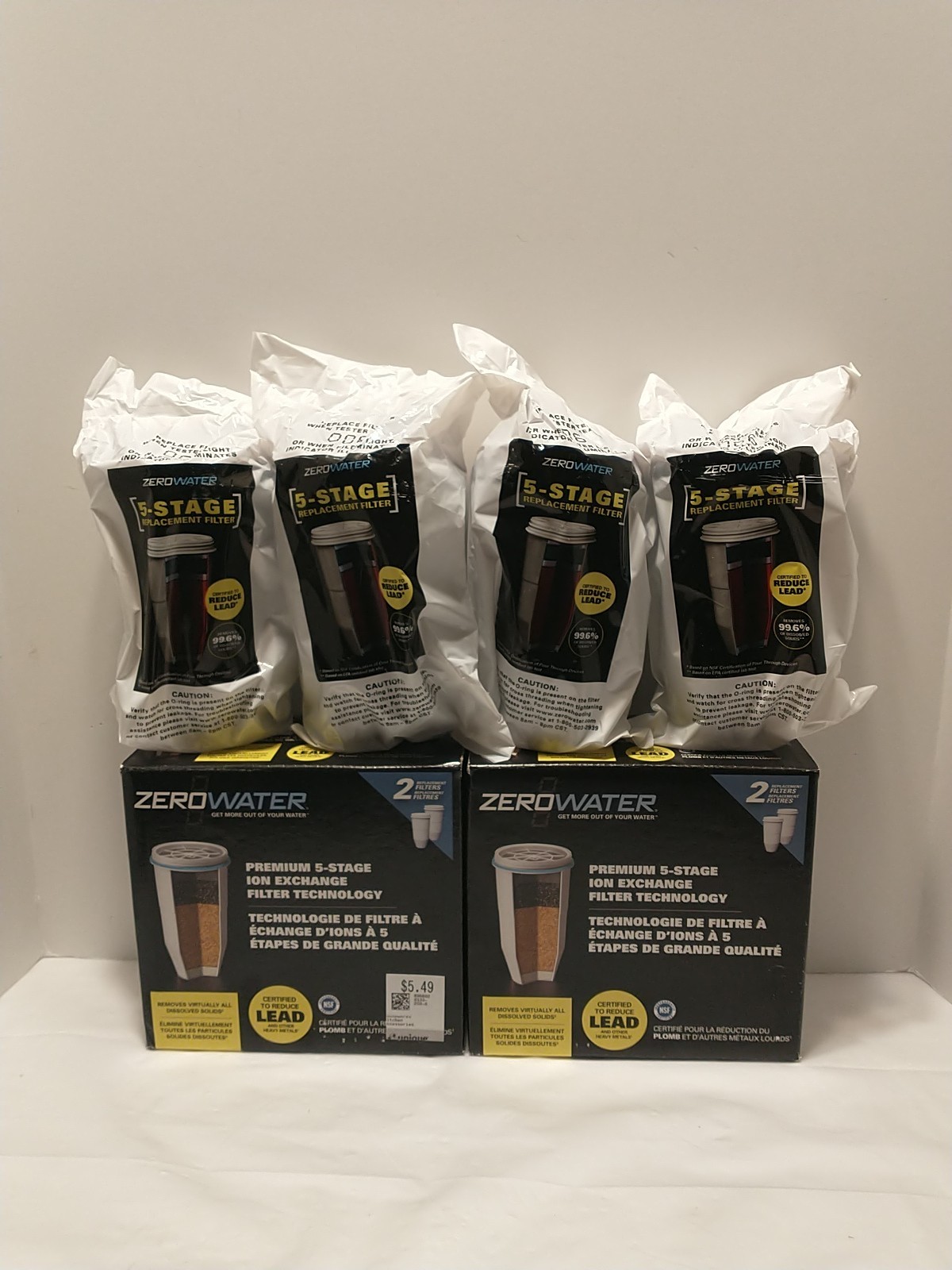 ZeroWater Ion Exchange Replacement Filter Premium 5-Stage New You Get 4 No Boxes