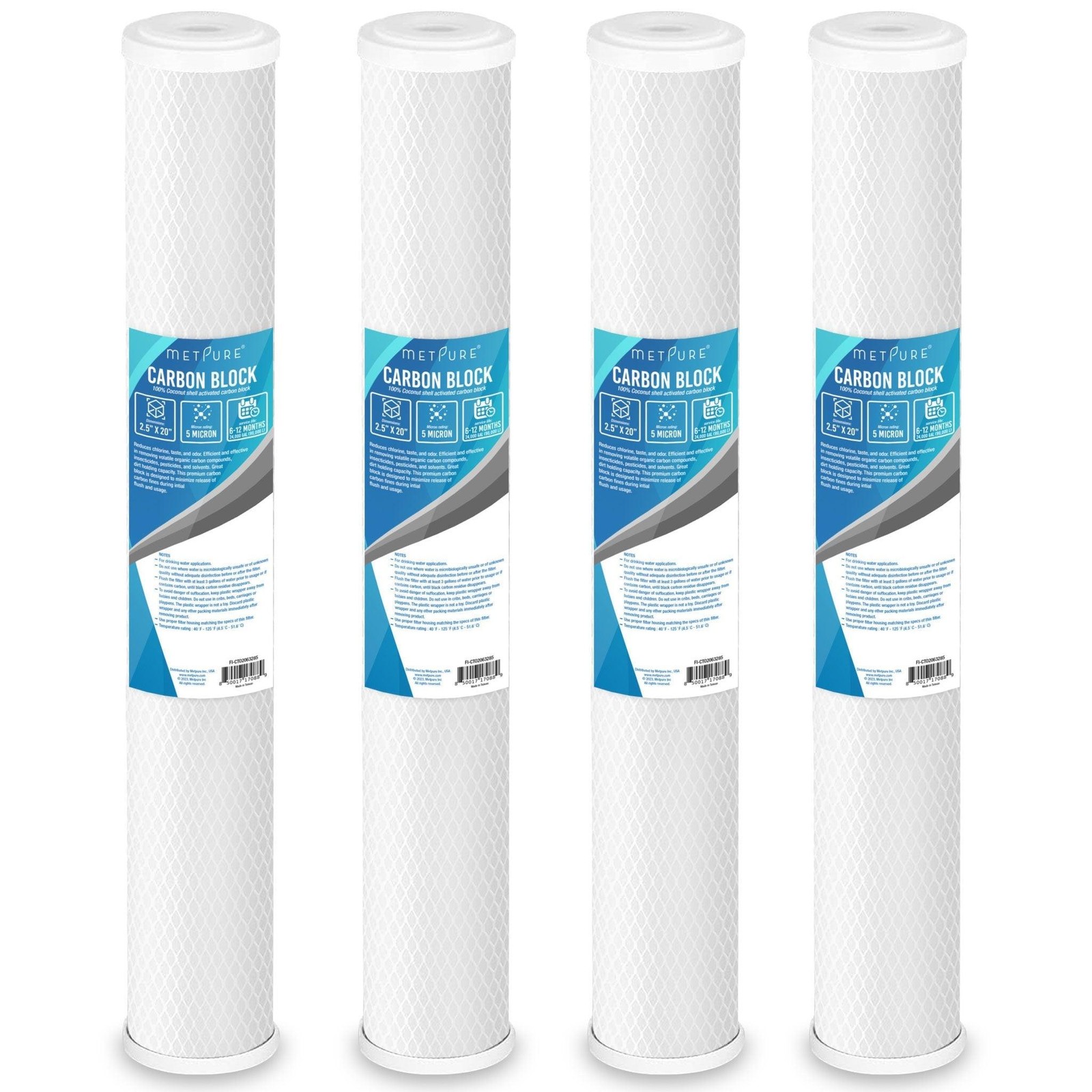 1 to 12 Pack 20” x 2.5” Whole House Carbon Block Water Filter Replacement- 5 Mic