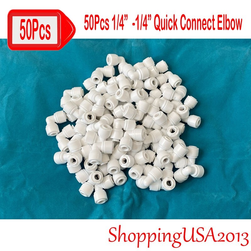 50Pcs 1/4″-1/4″ Quick Connect Elbow Fittings Connector Push In Water Filter