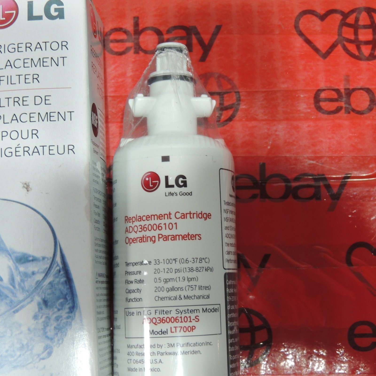 LG LT700P Replacement Refrigerator Water Filter OEM Genuine (ADQ36006101)