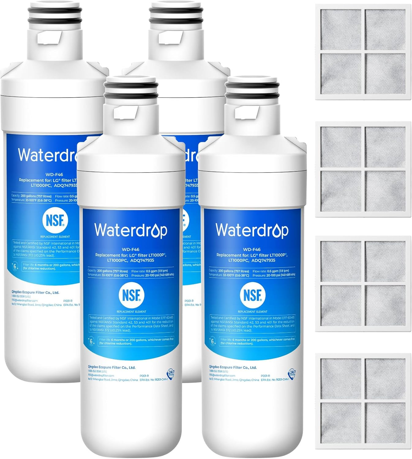LT1000PC ADQ747935 Refrigerator Water Filter and Air Filter, Replacement for LG®