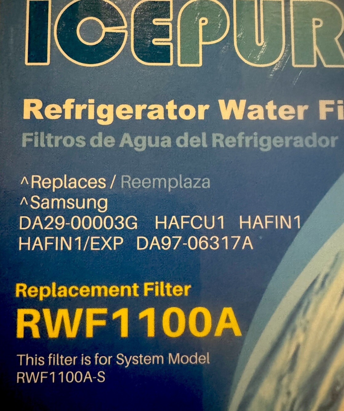 2ct Ice Pure Refrigerator Water Filter Replacement Filter RWF1100A New