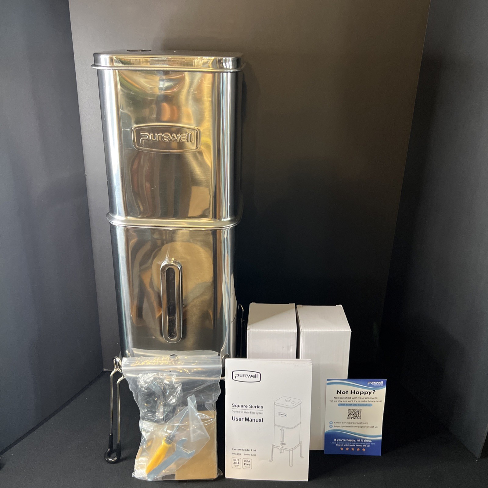 Purewell 2.25G Gravity Water Filter System with Water Level Window Open Box DEAL