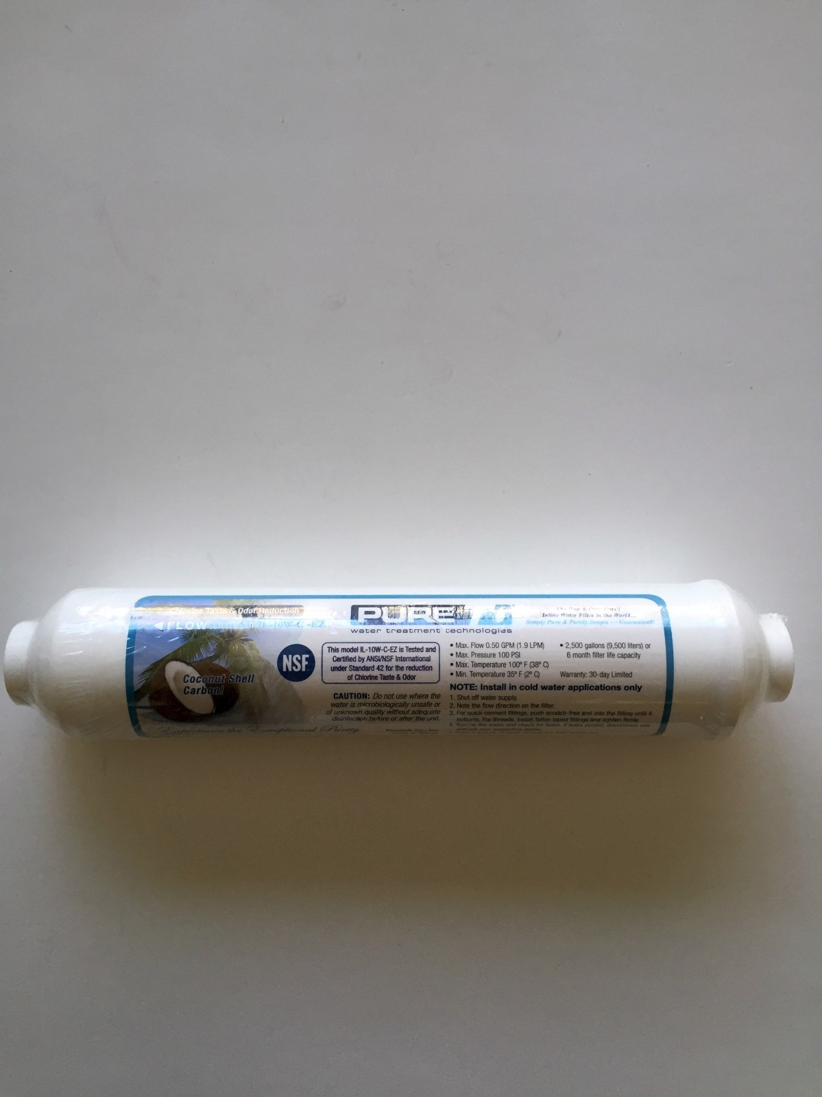 REVERSE OSMOSIS IN-LINE CARBON FILTER 10 X 2 1/4″ QUICK CONNECT ENDS – 4 FILTERS