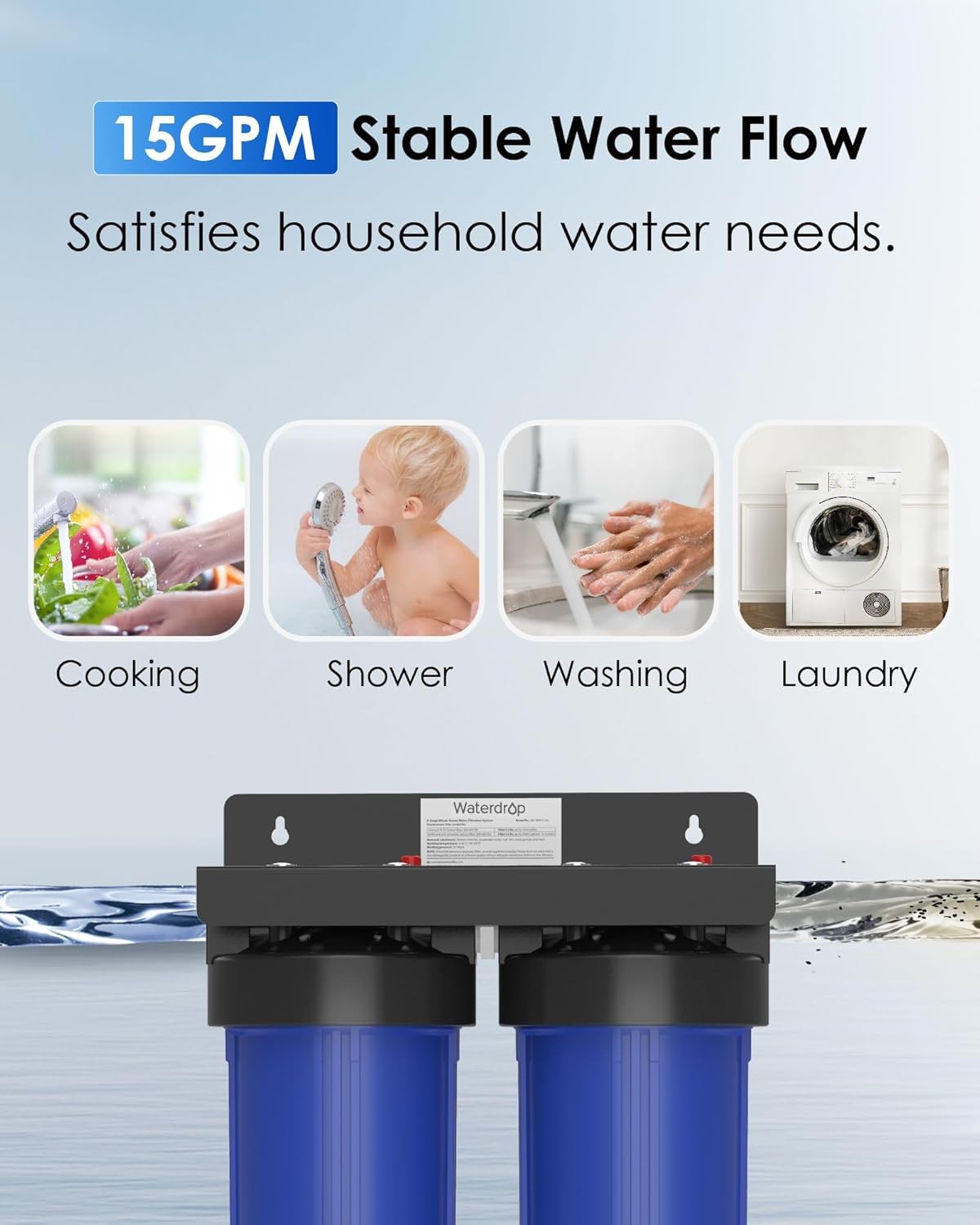 Waterdrop Whole House Water Filter System, Certified Refurbished, Reduce Lead