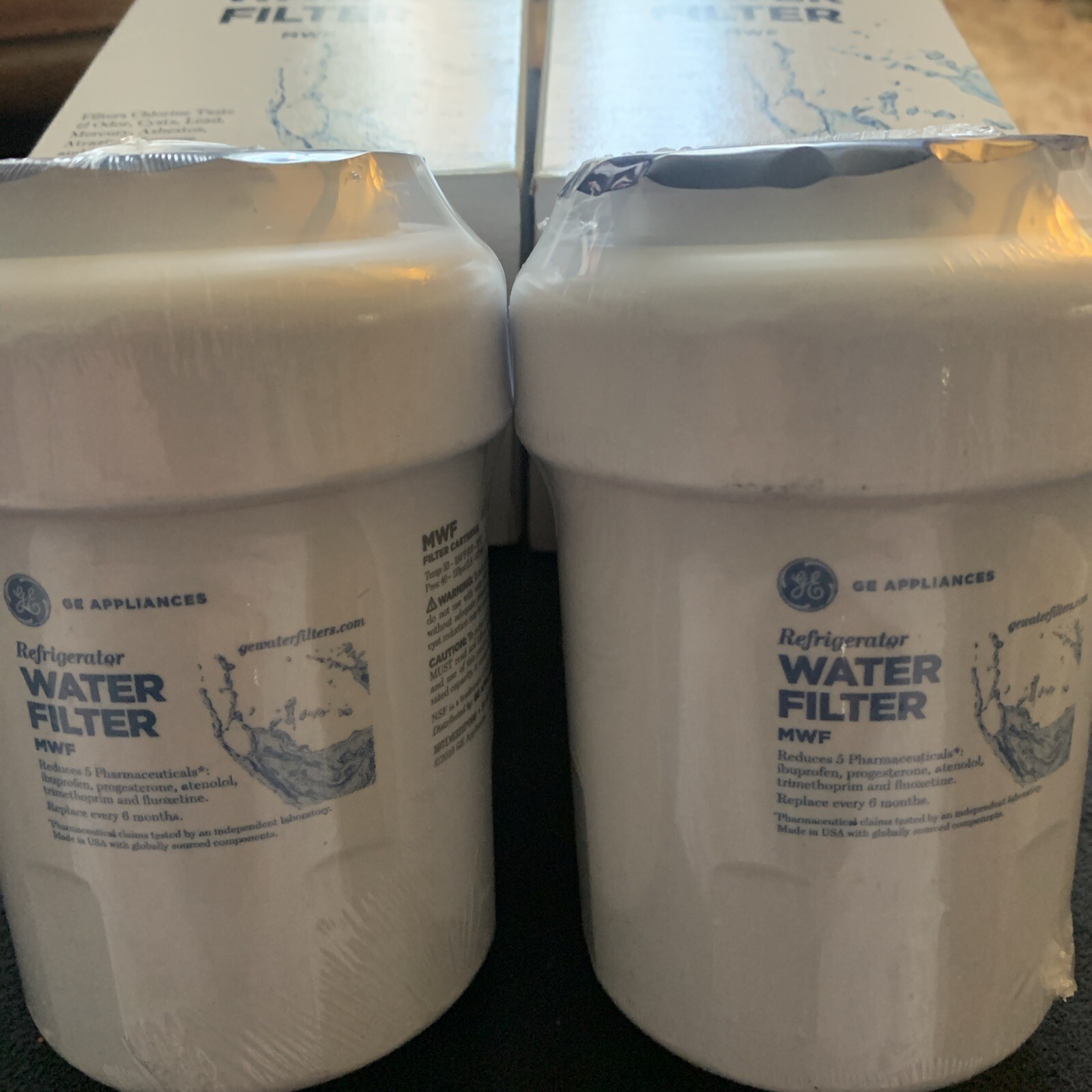 2x GE Appliances MWF- Refrigerator Water Filters- Chlorine Lead Mercury Asbestos