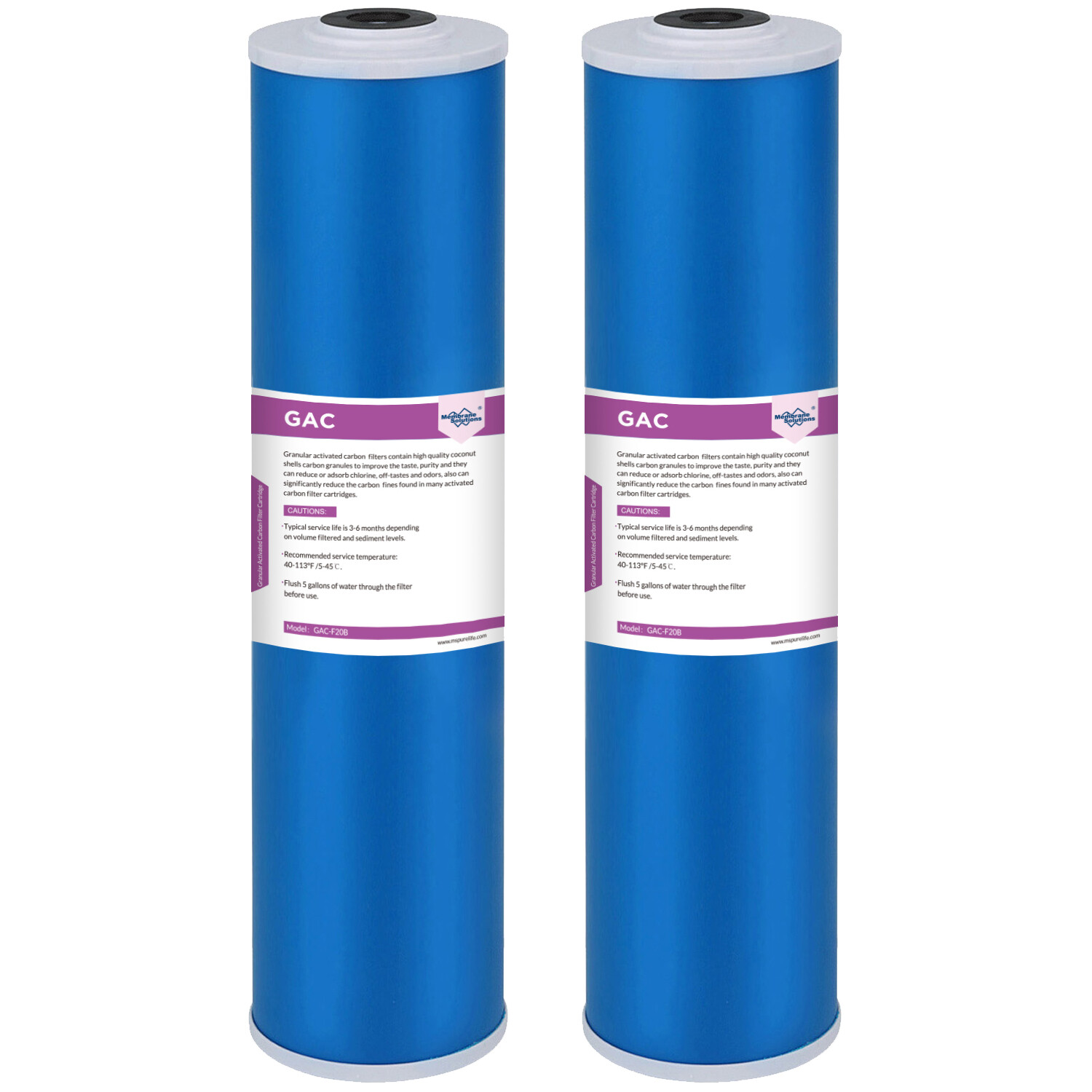2 Pack 20×4.5″ 5 Micron Big Blue GAC Carbon Water Filter Whole House Replacement