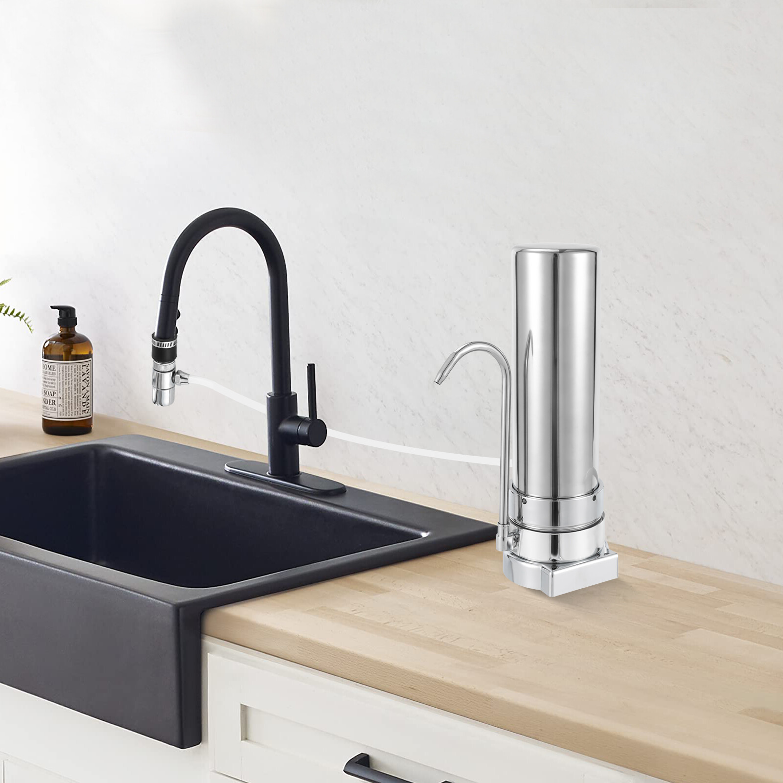 304 Stainless Steel Countertop Filter System for Tap Water Filtration Silver New