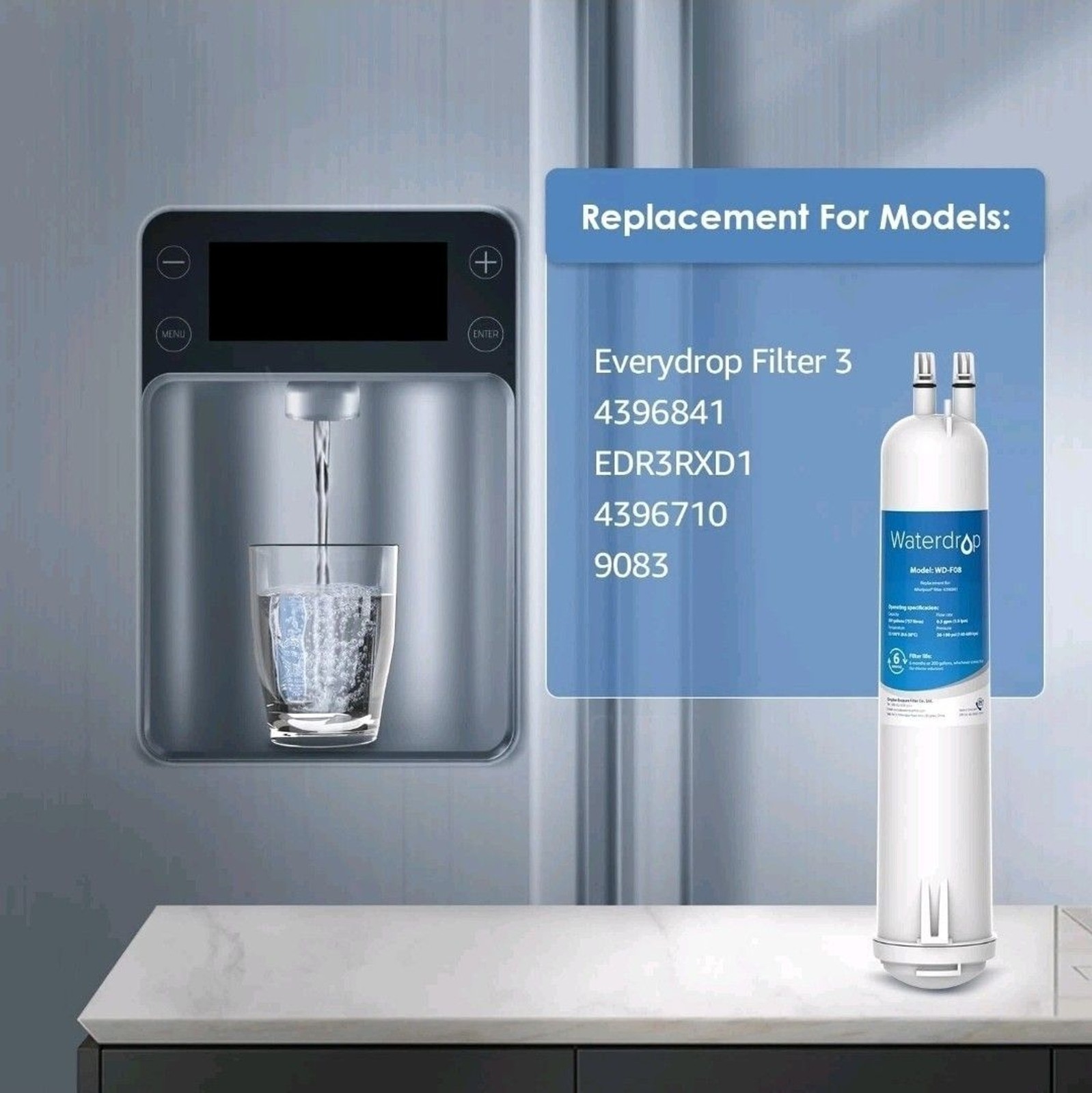 Waterdrop WD-F08 Refrigerator Water Filter, Fits Kenmore® 46-9083, 46-90309
