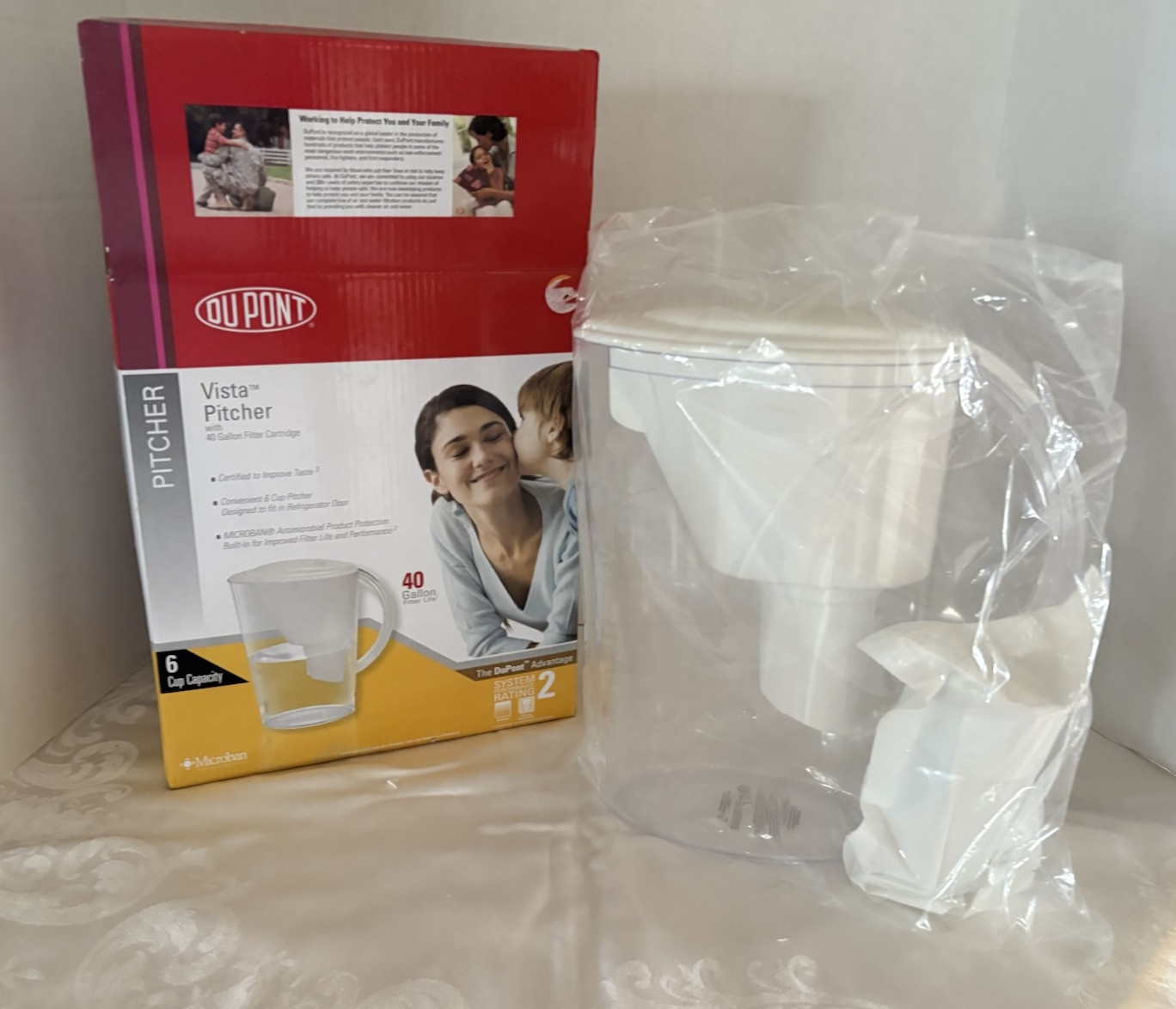 Dupont WFPT075X Vista Water Pitcher with 40 Gallon Filter Cartridge NEW