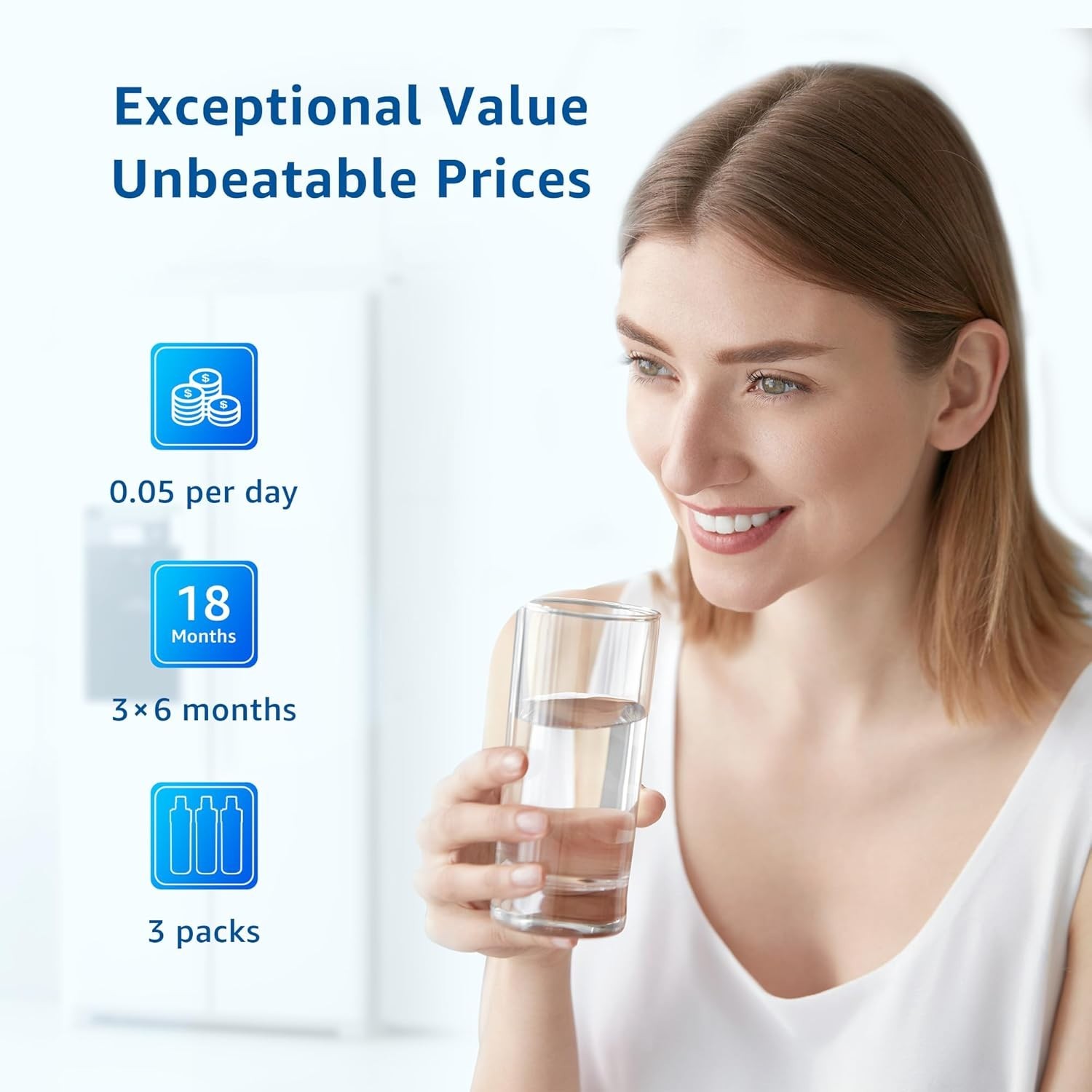 Filterlogic LT1000PC Refrigerator Water Filter, Replacement for LG, 3 Filters