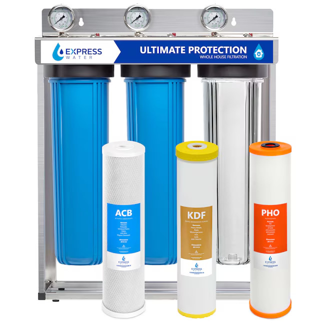 Express Water 3-Stage Whole House Water Filter System 15 GPM Carbon 5 Micron