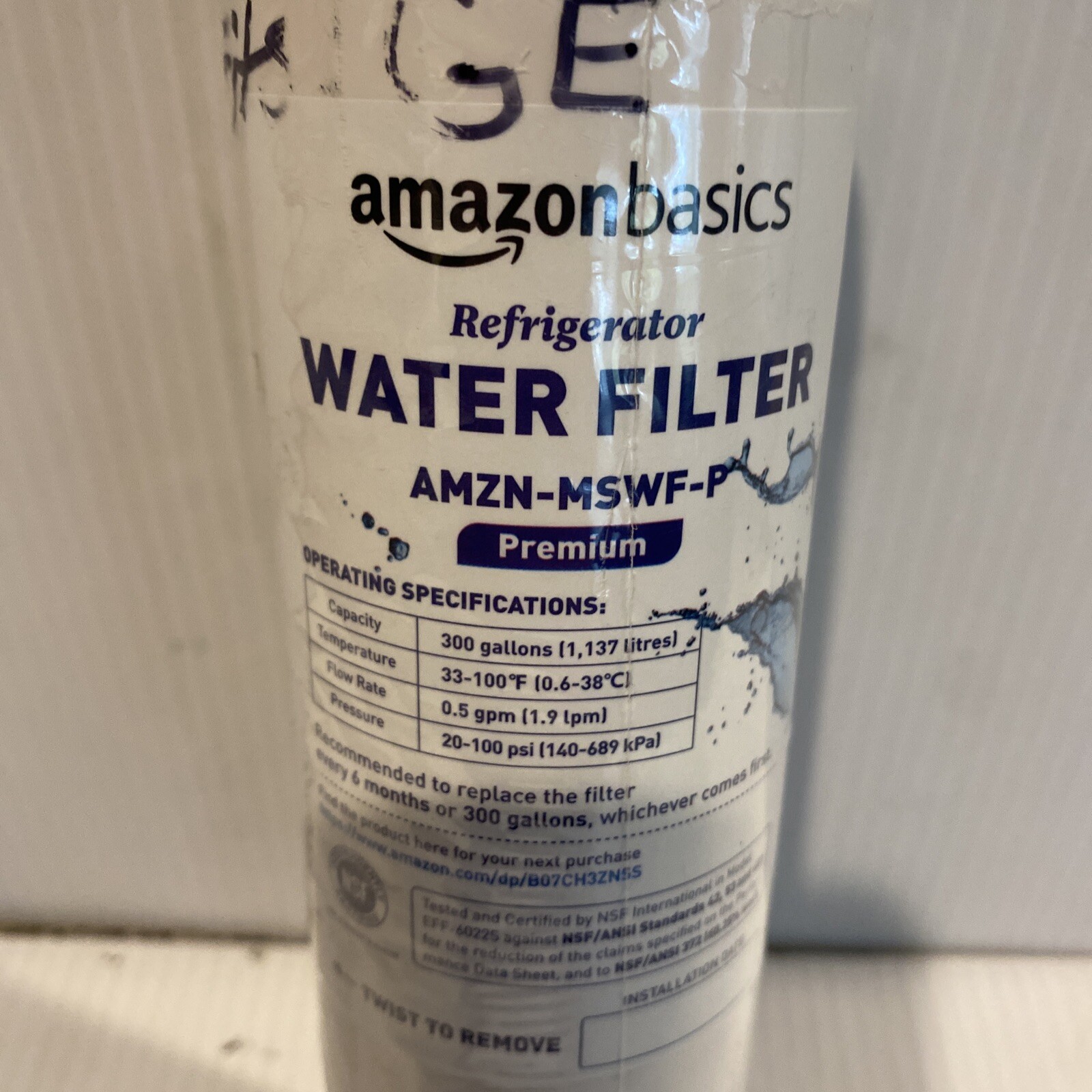 Amazon Basics AMZN-MSWF-P Premium MSWF Water Filter For GE NEW FREE SHIPPING