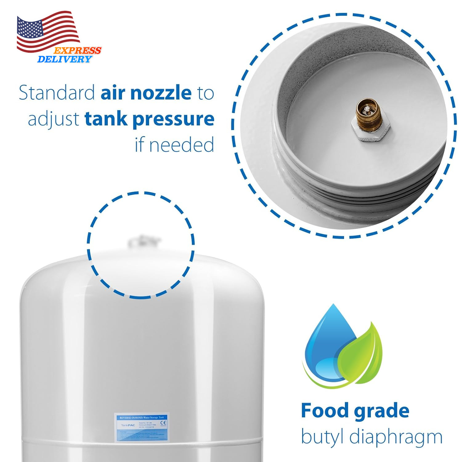 40 Gallon RO Tank Pre-Pressurized Water Storage Tank for Reverse Osmosis RO Syst