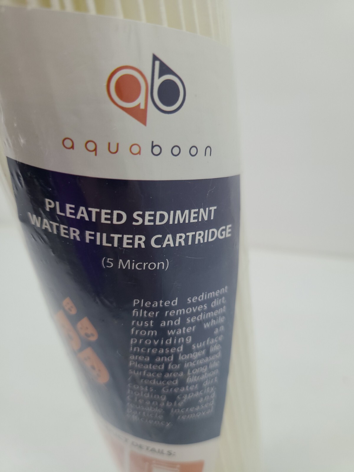Aquaboon 5 micron Pleated Sediment Water Filter Cartridge 10″x2.5″ Standard Size