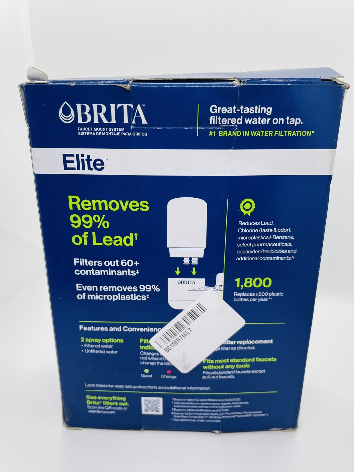 Brita Elite 35618 On Tap Faucet Mount 1 Liter Water Chrome Filter System