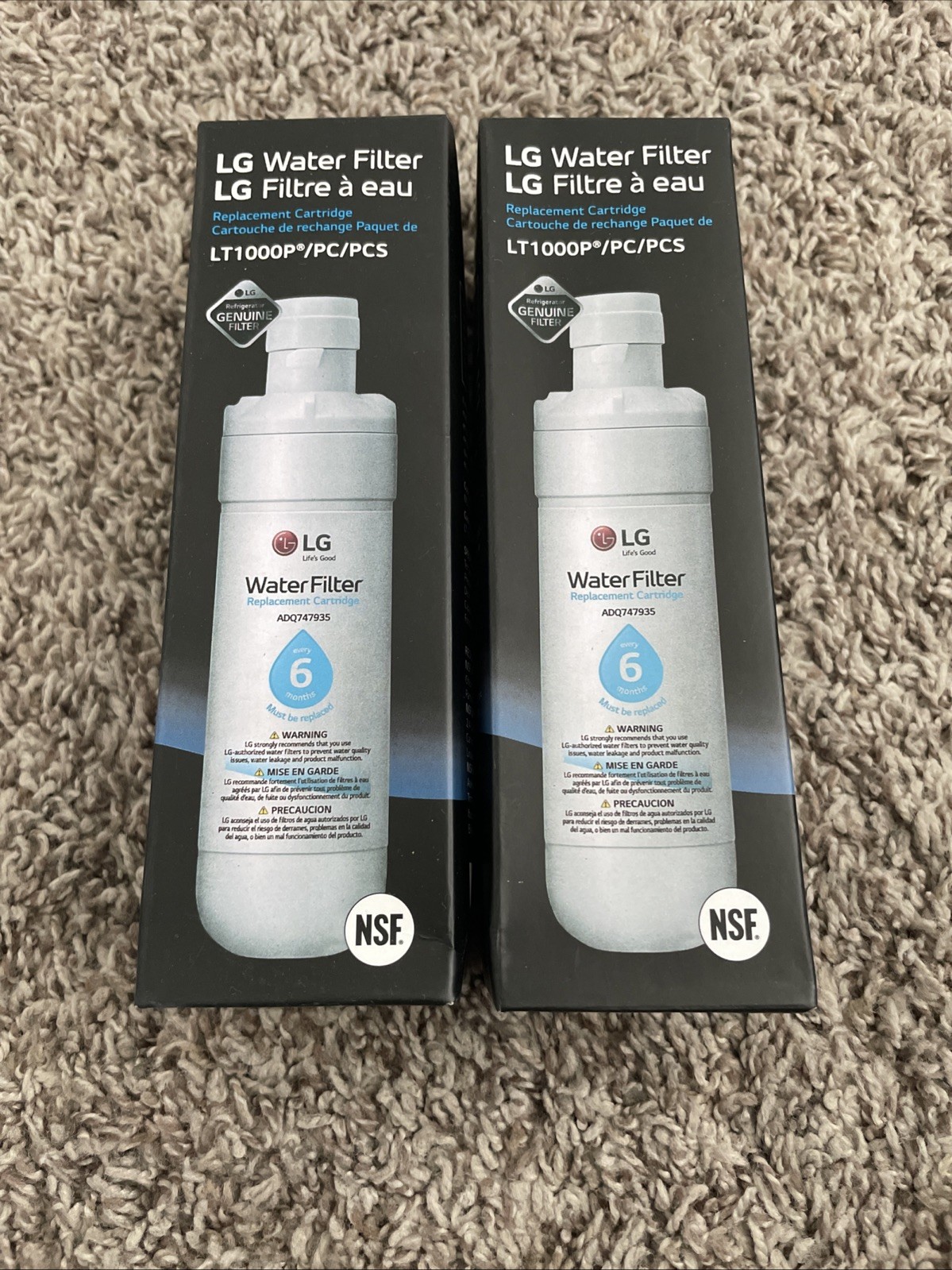 2 PACK Refresh Refrigerator Ice Water Filter For LG LT1000P ADQ747935 Brand New.