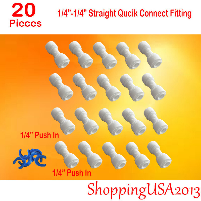 20 Pcs Water Filter Connector Fitting Quick Connect Push In 1/4″ 3/8″ BSP