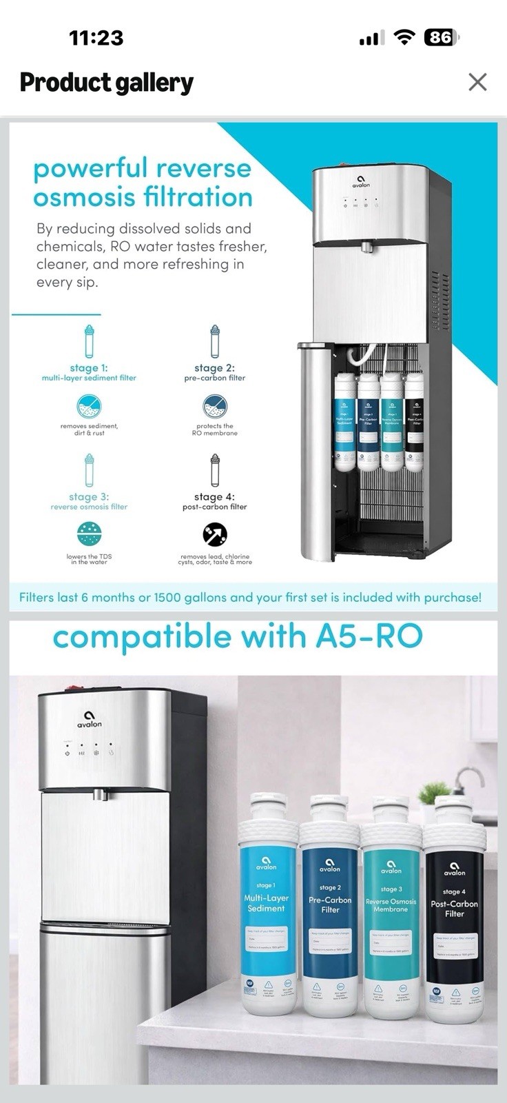 Avalon Genuine 4 Stage Reverse Osmosis Replacement Filters for Avalon
