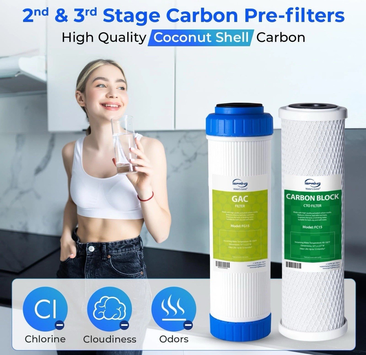 iSpring F19K75 NSF Certified 2-Year Replacement Filter Set for 6-Stage Revers…