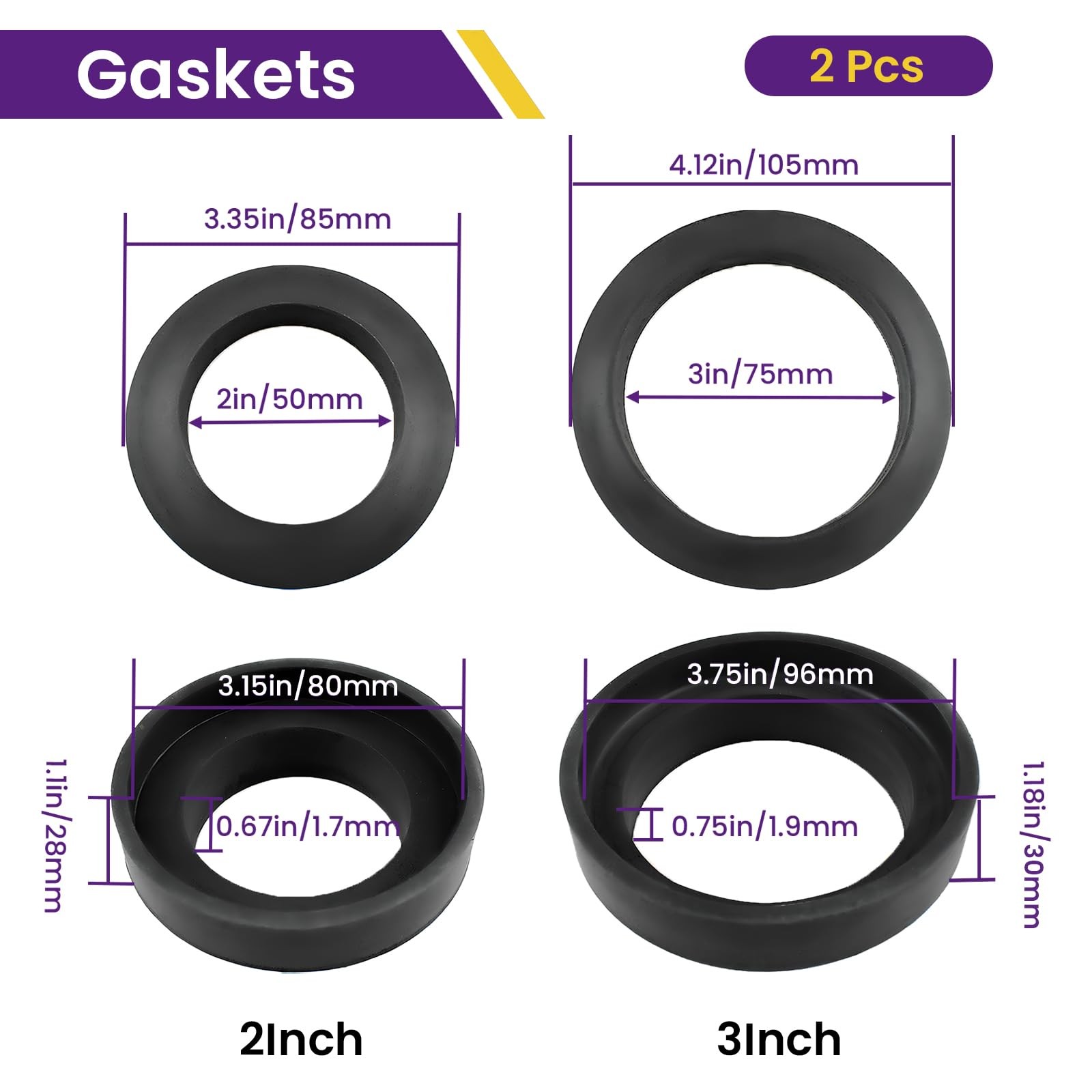 2 Pcs Universal Toilet Tank to Bowl Gaskets Kit, Stainless Steel Toilet Tank Bol
